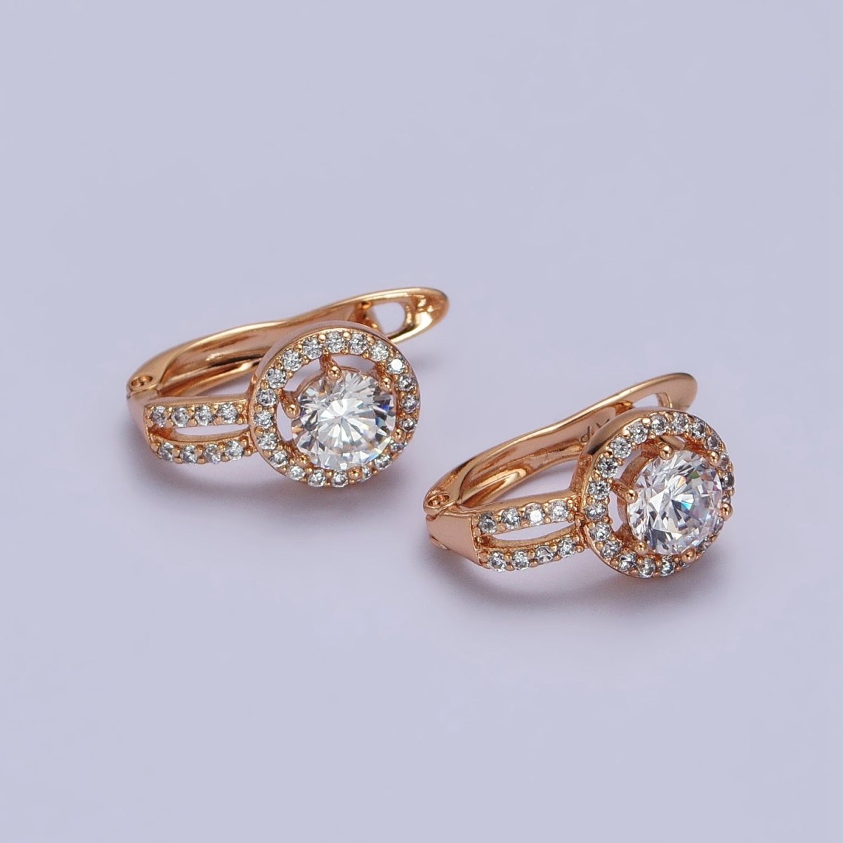 Dainty Huggie Round CZ Stone Micro Pave Cz Earring in 18k Gold Filled AB1081 - DLUXCA