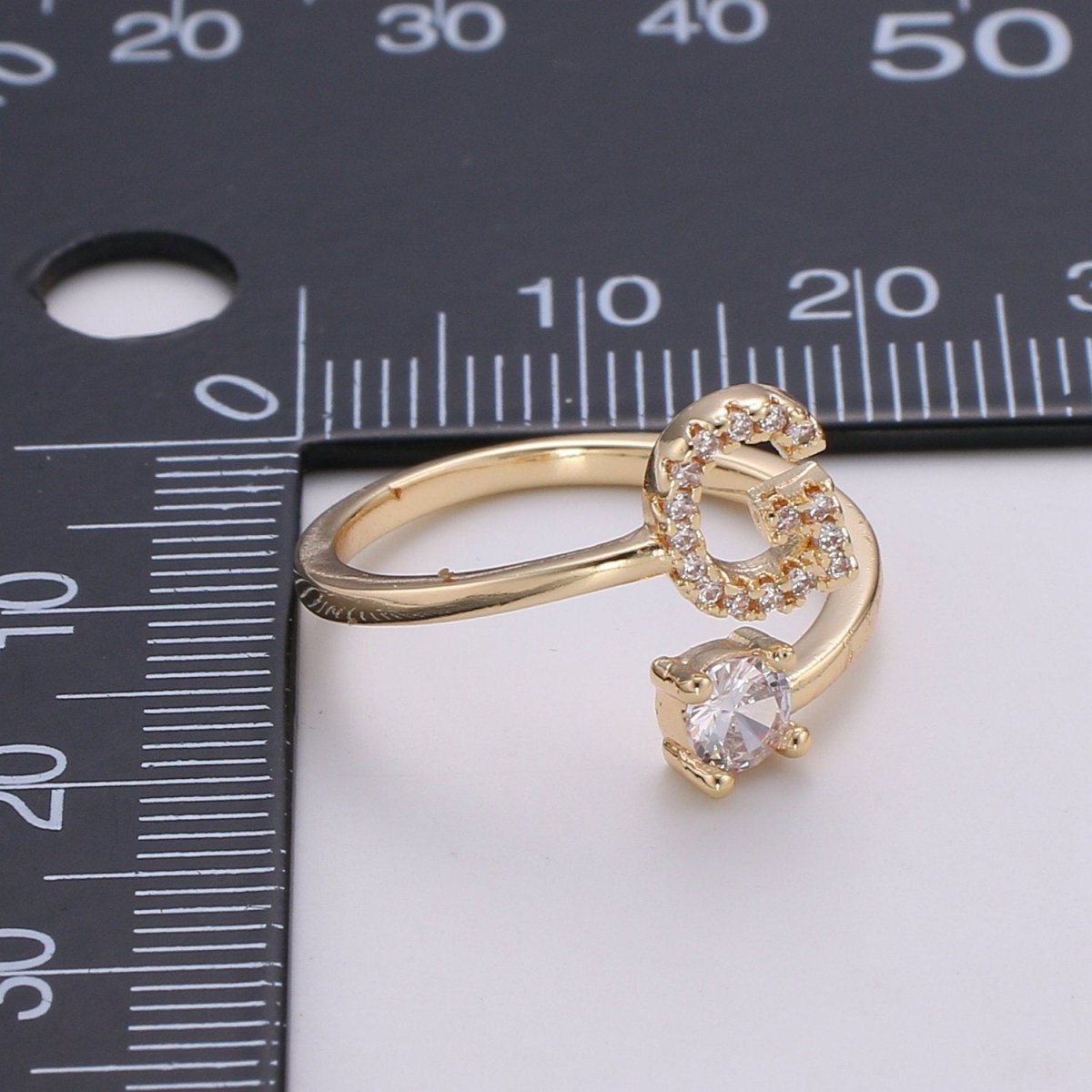 Dainty Initial Ring Gold Letter Ring Minimalist Initial Ring Initial Name Ring Adjustable Initial Cz Ring Personalized Bridesmaid Gift R-370-R-395 - DLUXCA