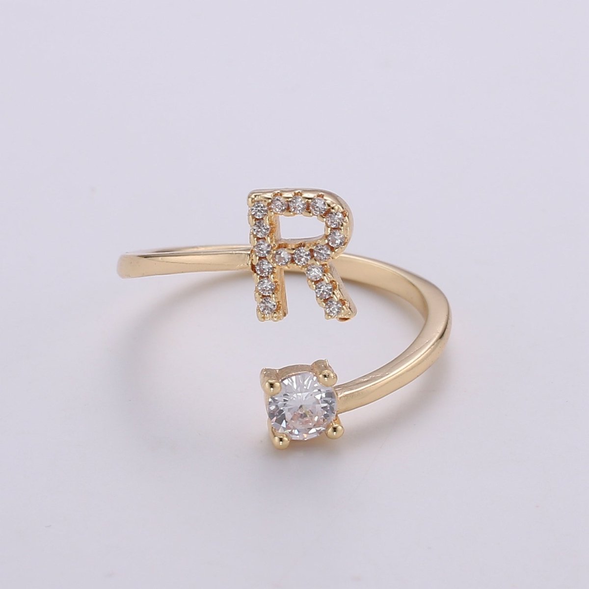 ATTOE Initial Letter Ring for Women Girls Gold Plated Stackable Alphabet  Rings with Initial Adjustable Crystal Inlaid Initial Rings Bridesmaid  Gift（Gold Letter R） - Walmart.com