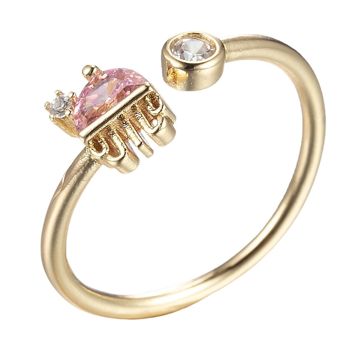 Dainty Jelly Fish Ring Gold Open Jellyfish Ring Stacking jewelry O-984 - DLUXCA
