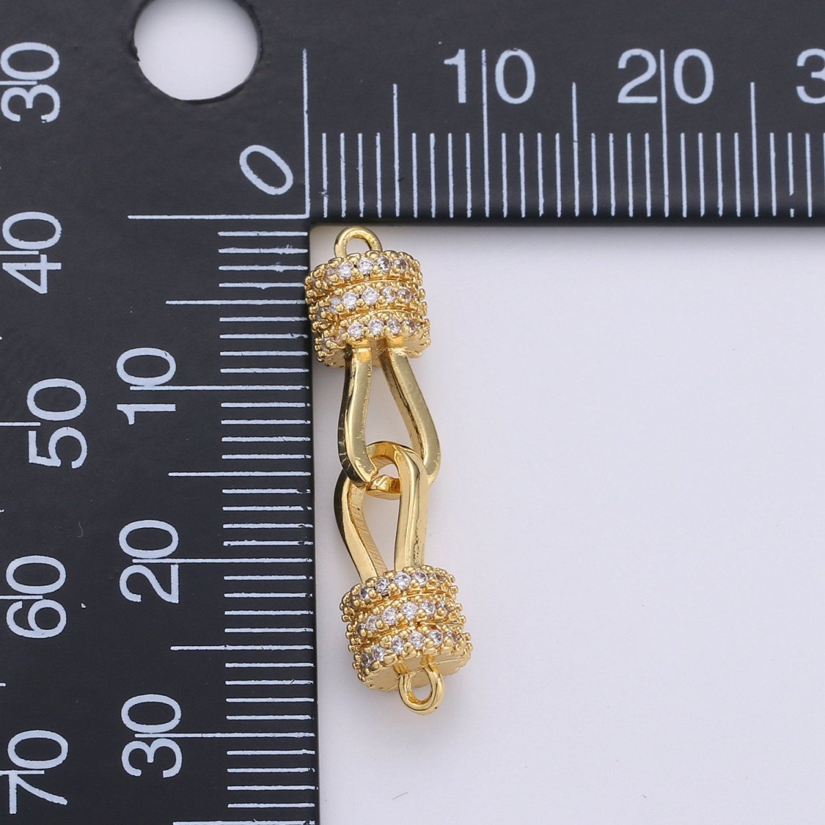 Dainty Knot Charm Connector CZ Micro Pave 29x6mm Gold Link Connector Lead Free for Necklace Bracelet Component F-445 - DLUXCA
