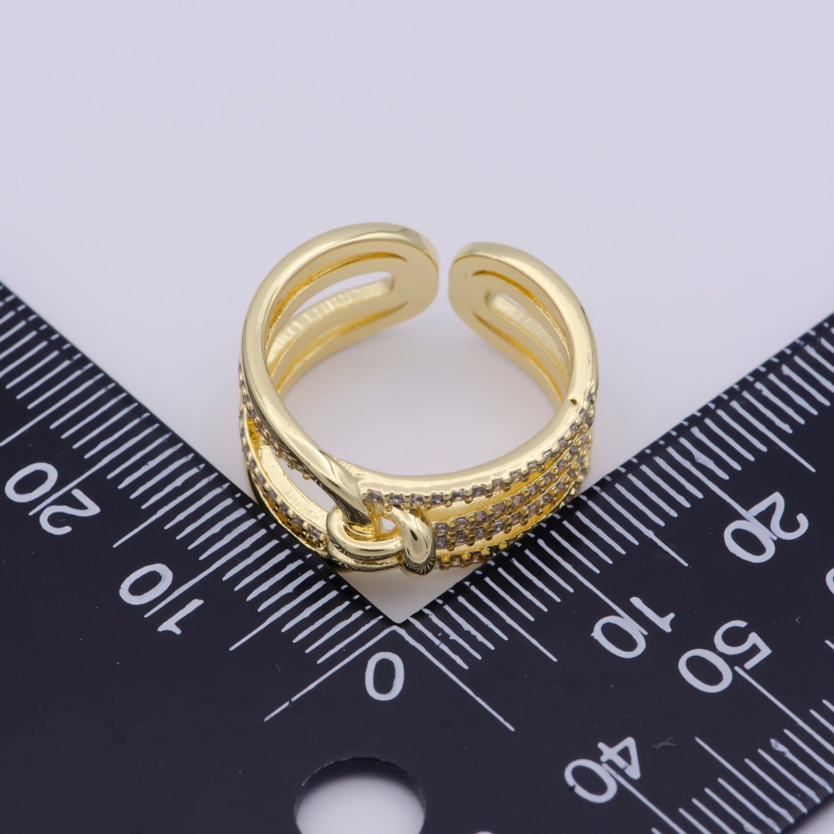 Dainty Knot Tie Gold Filled Ring Open Adjustable Ring Simple Cz Stacking Jewelry O-458 - DLUXCA