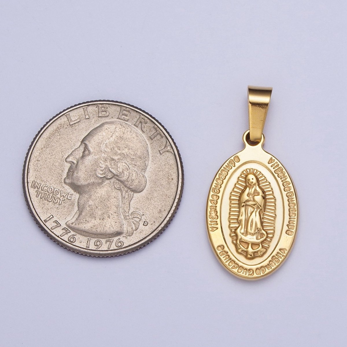 Dainty Lady Guadalupe Pendant Double Sided Charm for Catholic Jewelry Making Gold Filled X-654 - DLUXCA