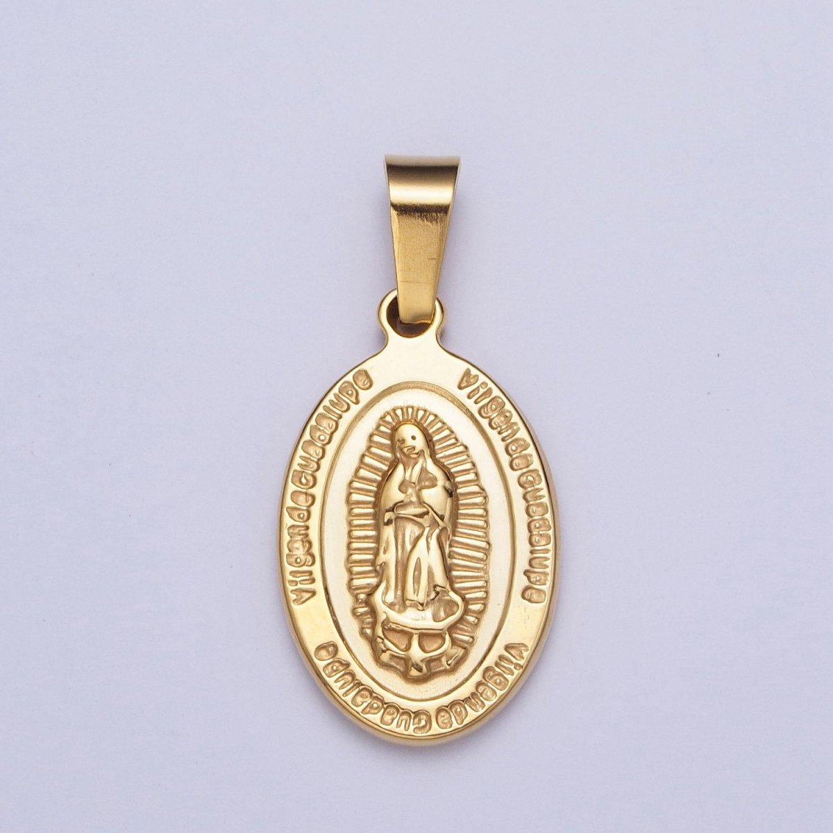 Dainty Lady Guadalupe Pendant Double Sided Charm for Catholic Jewelry Making Gold Filled X-654 - DLUXCA