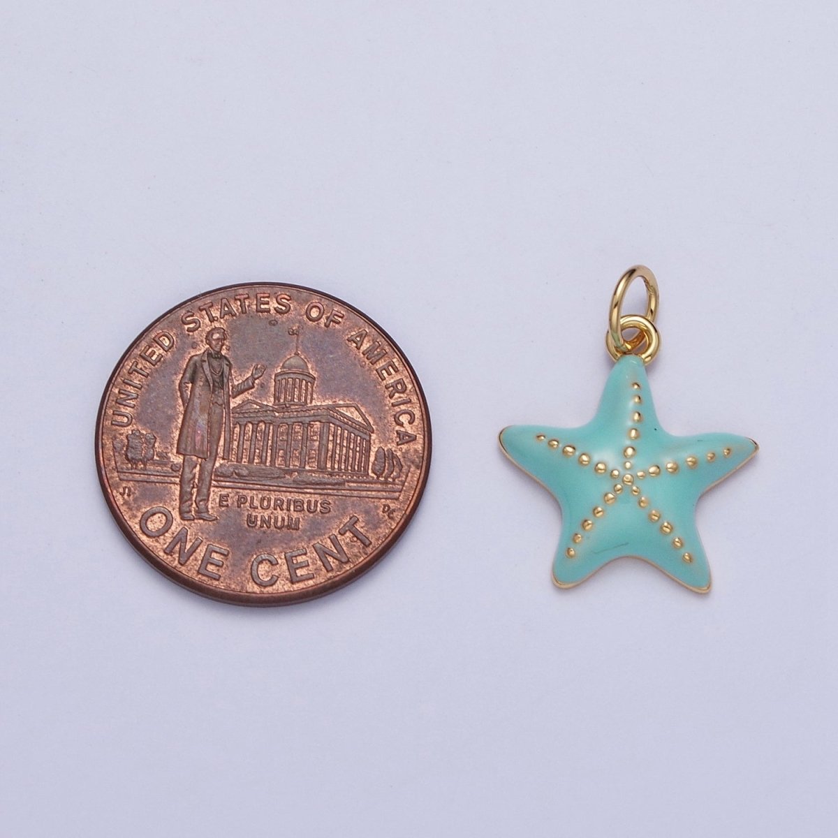 Dainty Light Blue Starfish Charm, Small Summer Beach Style Starfish Charm For Jewelry Making AG-128 - DLUXCA