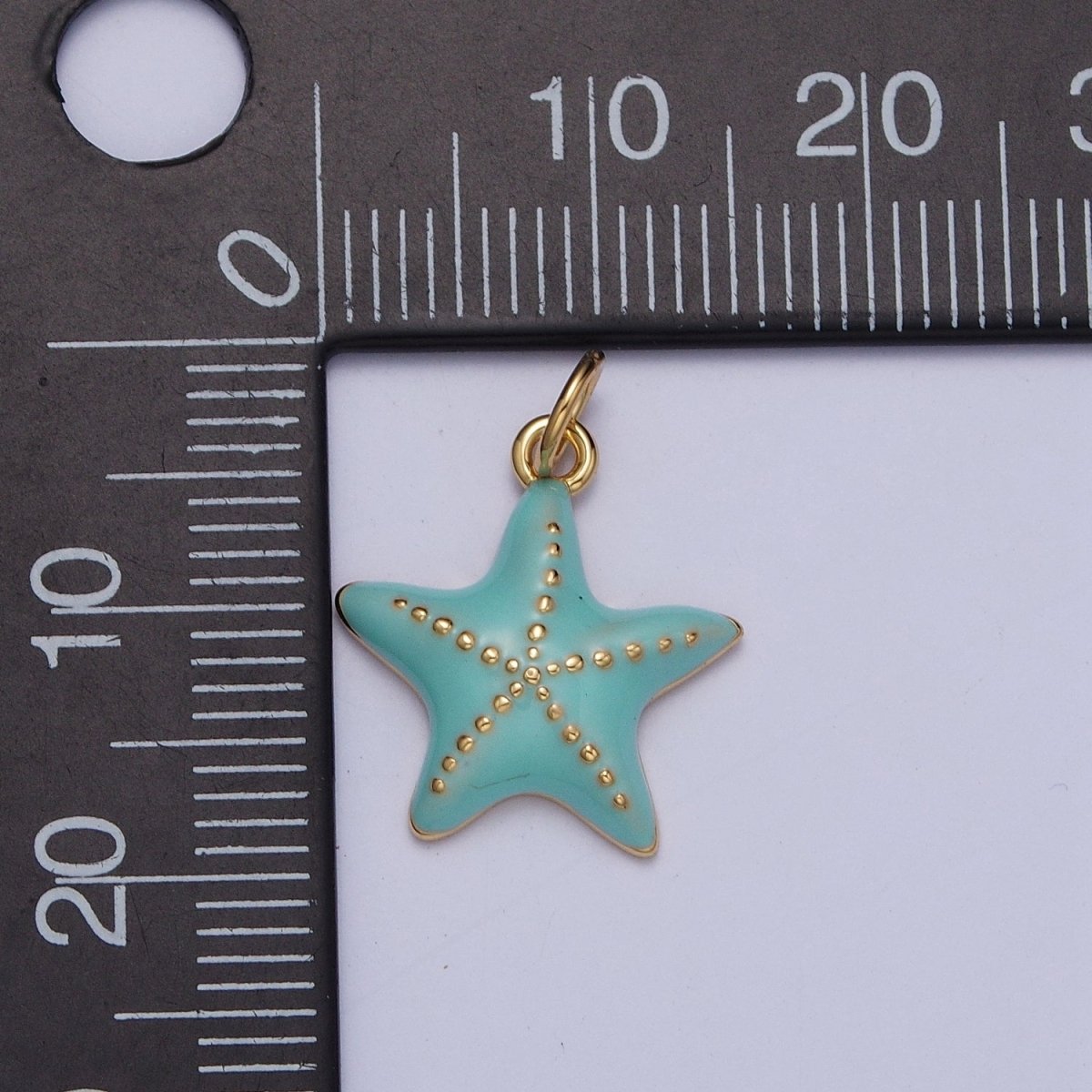 Dainty Light Blue Starfish Charm, Small Summer Beach Style Starfish Charm For Jewelry Making AG-128 - DLUXCA