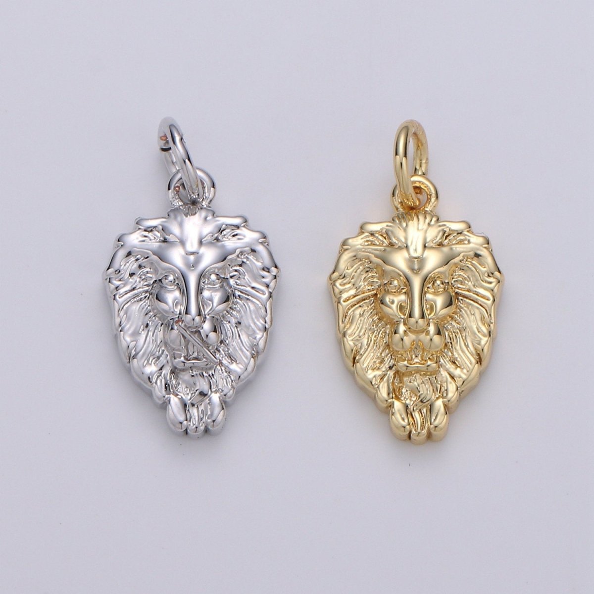 Dainty Lion Charm Gold Medallion, Silver Lion Pendant, Lion King Jewelry, Animal Necklace Charm for Bracelet Earring Necklace Component D-130 D-131 - DLUXCA