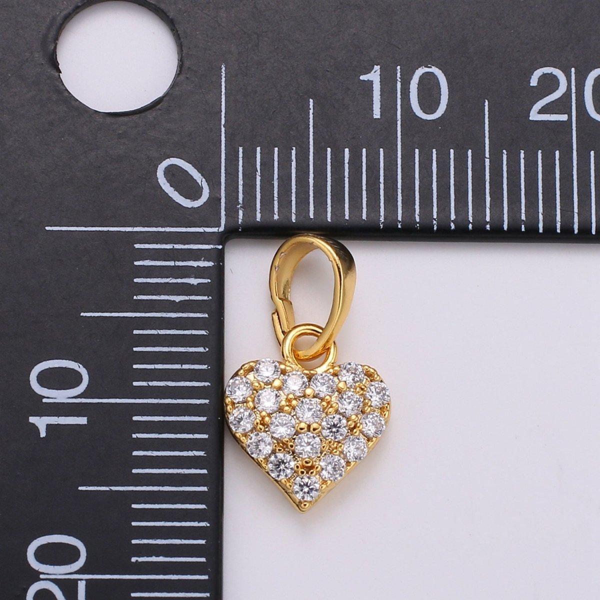 Dainty Love Charm 24K Gold Filled Micro Pave CZ Heart Pendant 16.5x9mm H-034 - DLUXCA