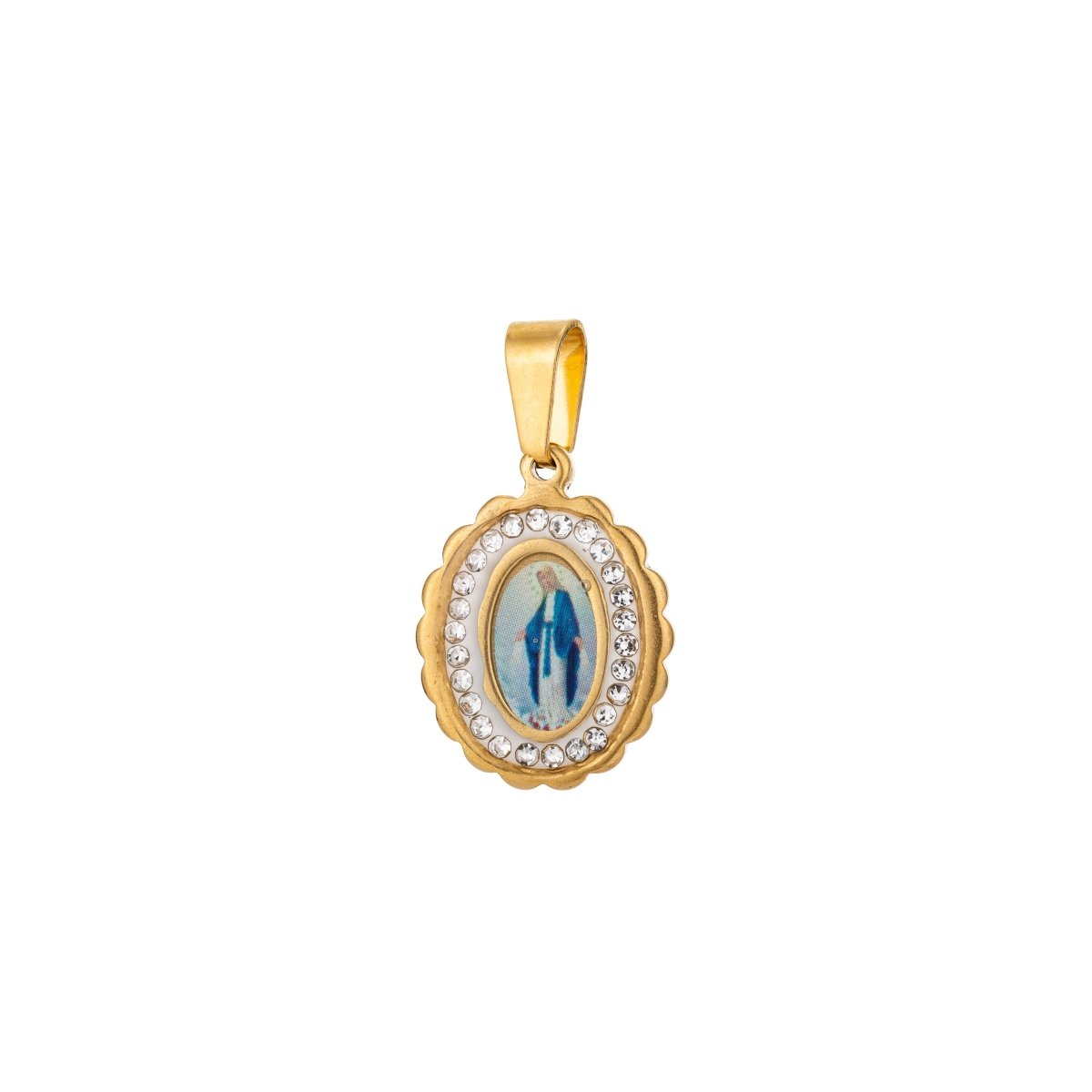 Dainty Madonna Charm, Virgin Mary Charm in 18K Gold Filled w/CZ, 25mmX15mm Necklace Pendant Religious Jewelry Making Supply J-556 J-571 - DLUXCA