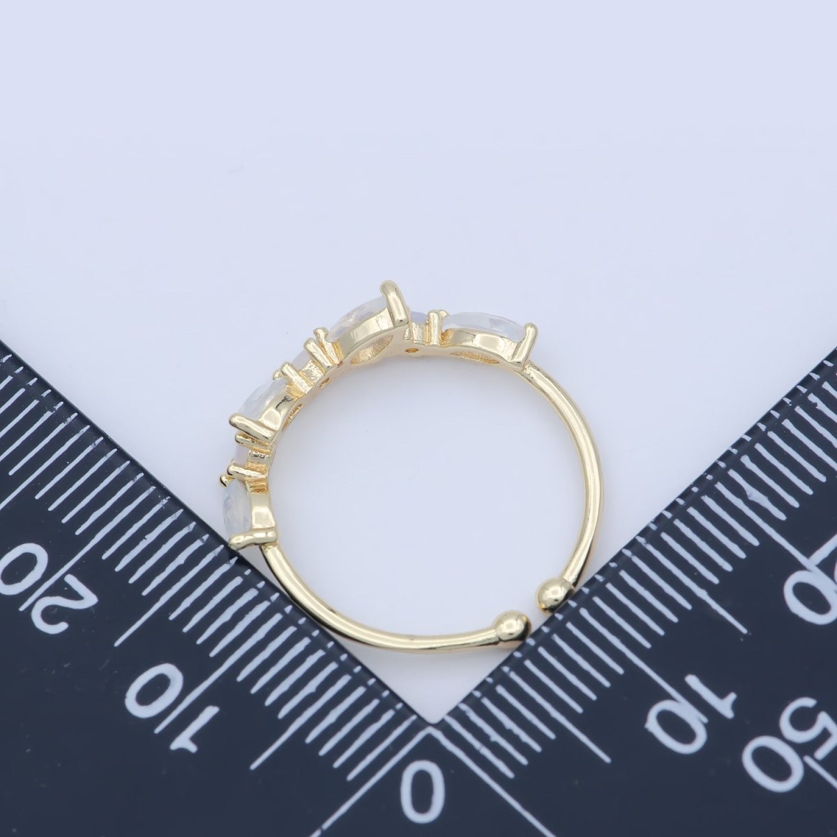 Dainty Marquise Ring, Minimalist Jewelry, CZ ring, stackable ring, Open Adjustable ring, thin gold ring, stacking R-141 - DLUXCA