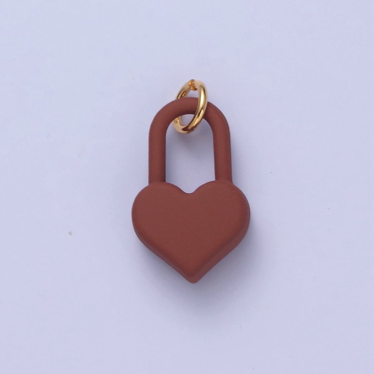 Dainty Matte Enamel Heart Lock Charm For Jewelry Making | W-302-W-311 - DLUXCA