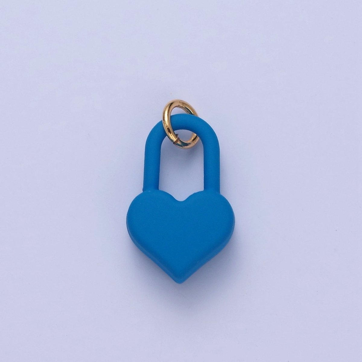 Dainty Matte Enamel Heart Lock Charm For Jewelry Making | W-302-W-311 - DLUXCA