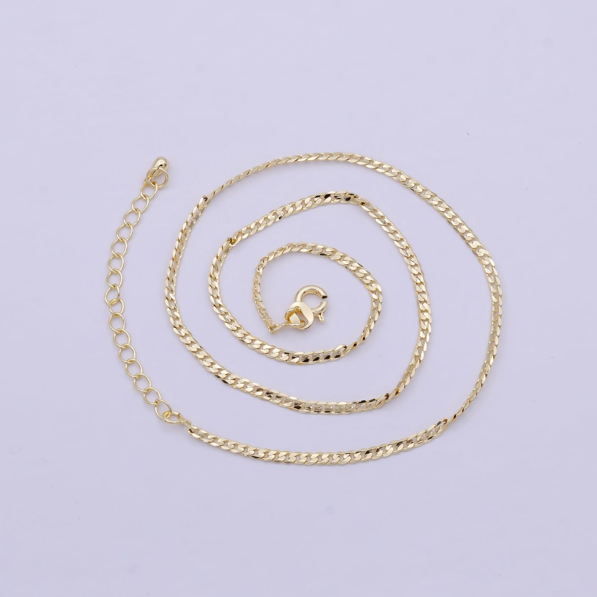 Dainty Miami Cuban Gold Curb Link Chain, 2.2mm 18K Gold filled Chain Necklace• Gold Necklace Gold filled Layer Necklace | WA-829 Clearance Pricing - DLUXCA