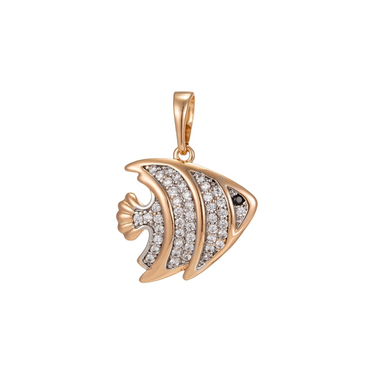 Dainty Micro Pave Clown Fish Pendant in 18K Gold Filled Charm Cubic Fish Charm Animal Pendant I-193 - DLUXCA