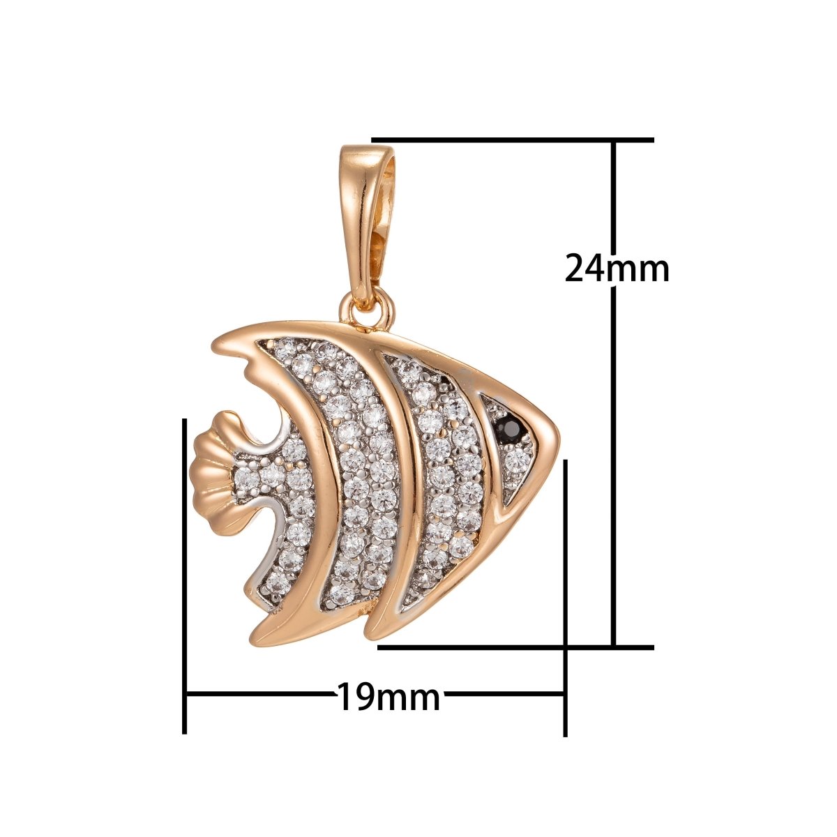 Dainty Micro Pave Clown Fish Pendant in 18K Gold Filled Charm Cubic Fish Charm Animal Pendant I-193 - DLUXCA