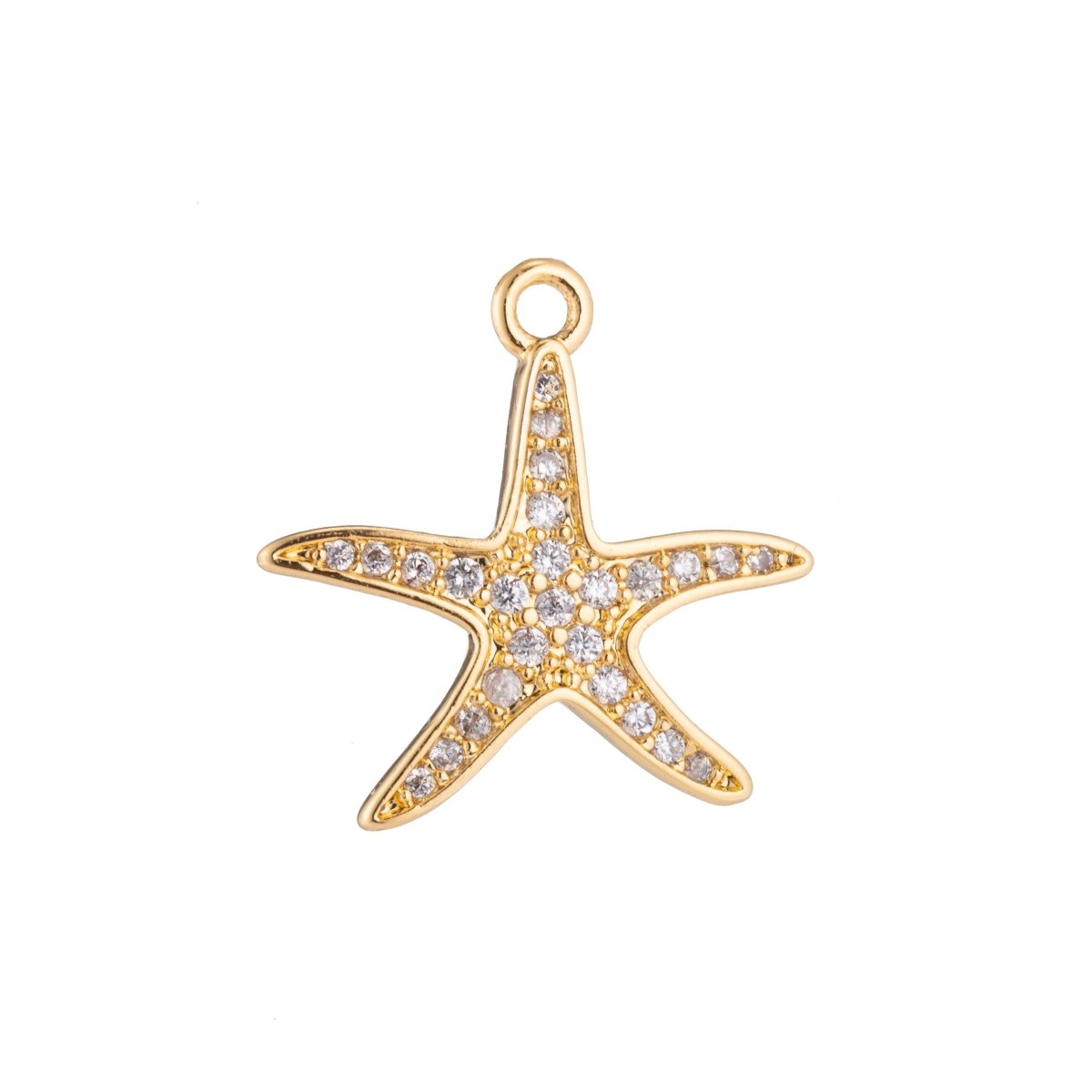 Dainty Micro Pave CZ Starfish Charm in 18k Gold Filled / Silver for Bracelet Necklace Pendant jewelry Making CL-C438 - DLUXCA