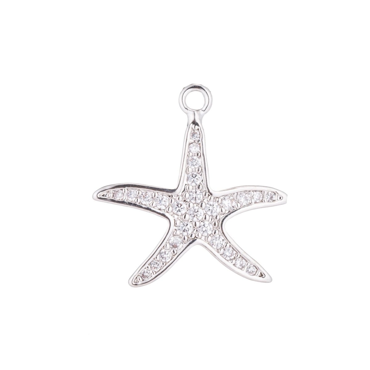 Dainty Micro Pave CZ Starfish Charm in 18k Gold Filled / Silver for Bracelet Necklace Pendant jewelry Making CL-C438 - DLUXCA
