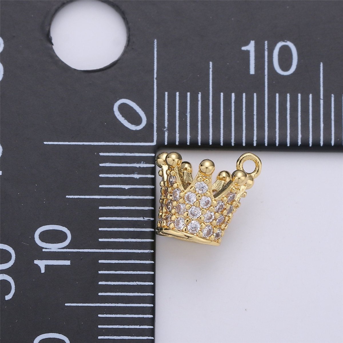 Dainty Micro Pave Gold Crown charm in 24k gold Filled Charm Cubic zirconia for Necklace Bracelet Earring Charm Jewelry Making supply C-679 - DLUXCA