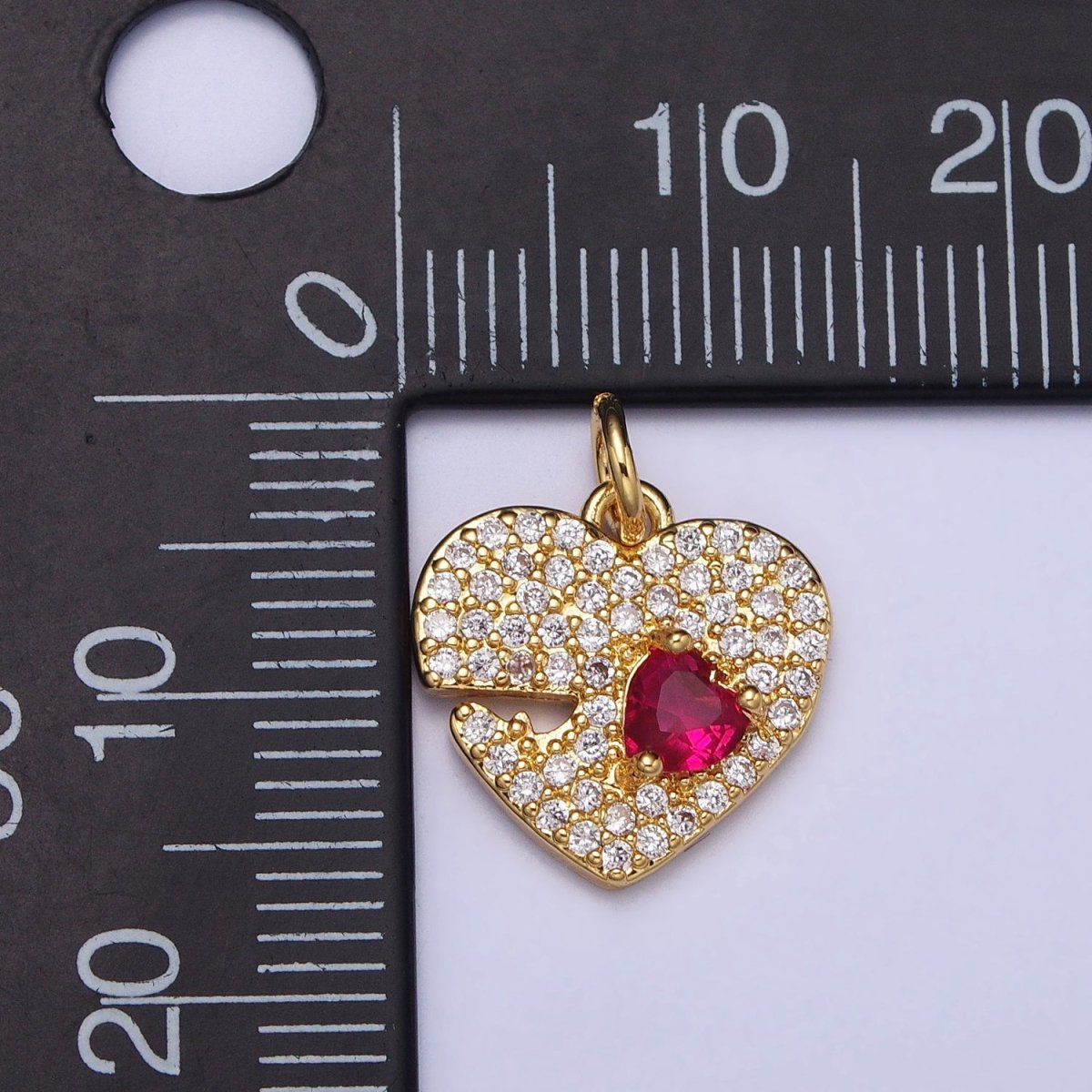 Dainty Micro Pave Heart Charm in Gold Silver CZ Pendant AC666 AC667 - DLUXCA