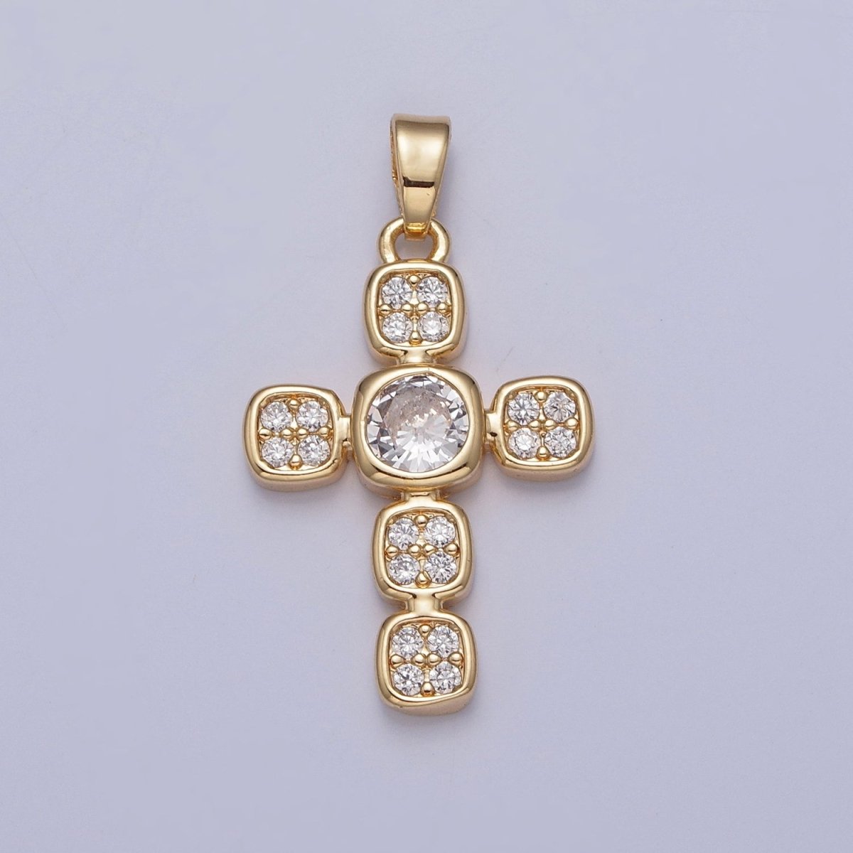 Dainty Micro Pave Religious Pendant with Green/Clear Cubic Zirconia X-313 X-314 - DLUXCA