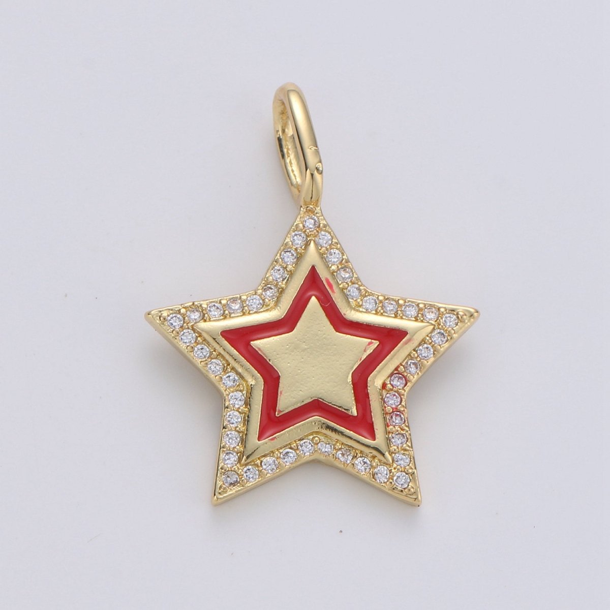 Dainty Micro Pave Star Charm 14K Gold Filled Star Pendant Enamel Star Charm for Bracelet, Necklace, Earring Component D-107 TO D-109 - DLUXCA