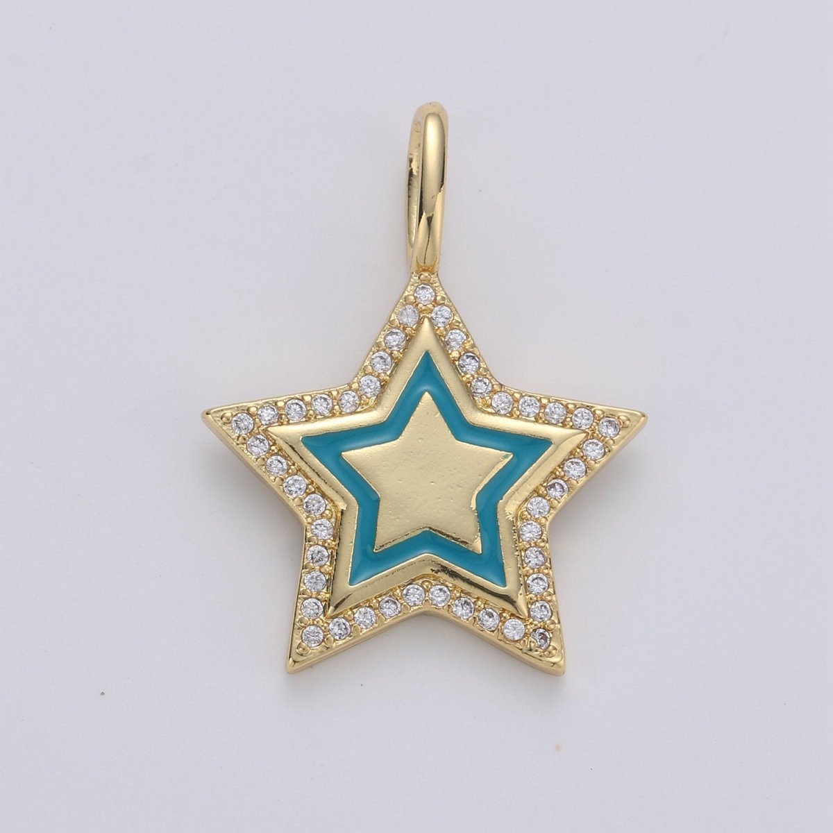 Dainty Micro Pave Star Charm 14K Gold Filled Star Pendant Enamel Star Charm for Bracelet, Necklace, Earring Component D-107 TO D-109 - DLUXCA