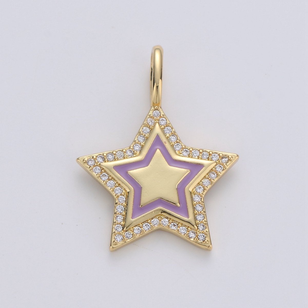 Dainty Micro Pave Star Charm 14K Gold Filled Star Pendant Enamel Star Charm for Bracelet, Necklace, Earring Component D-107 TO D-109 - DLUXCA