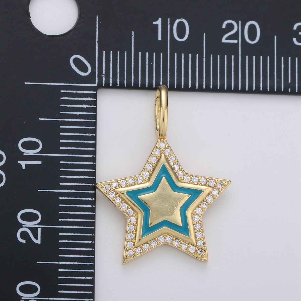 Dainty Micro Pave Star Charm 14K Gold Filled Star Pendant Enamel Star Charm for Bracelet, Necklace, Earring Component D-107 TO D-109 - DLUXCA