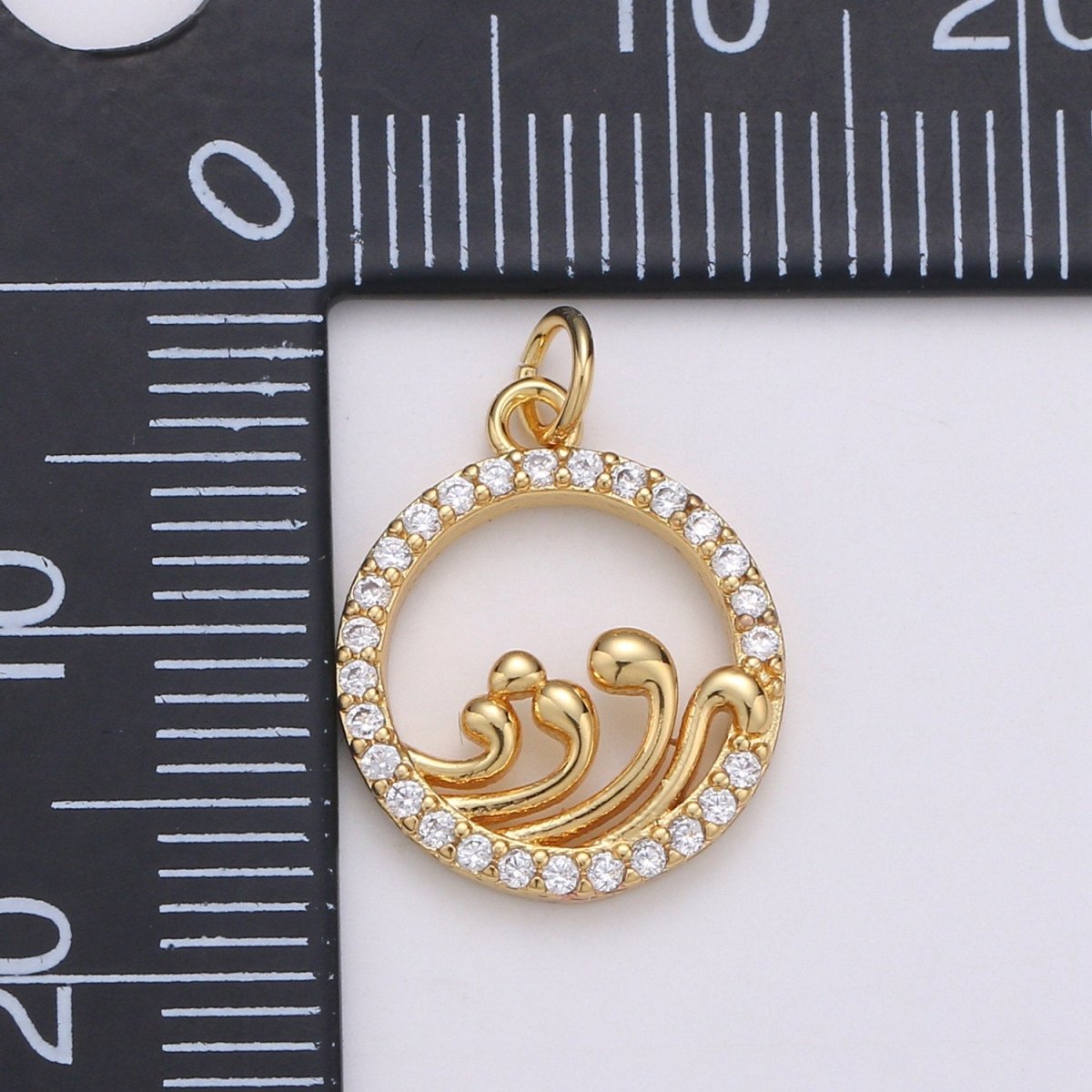 Dainty Micro Pave Water Elements Charm, Four Elements Charm, Water Element Charm, 14k Gold Filled Charm for bracelet necklace earring C-818 - DLUXCA