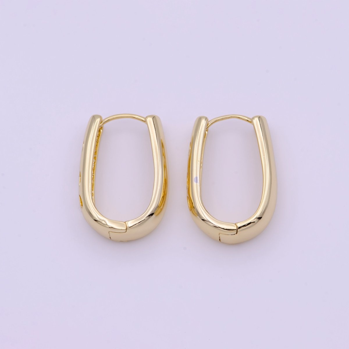 Dainty Minimalist Gold Filled Oblong Oval Hoop Earrings | Y-115 - DLUXCA