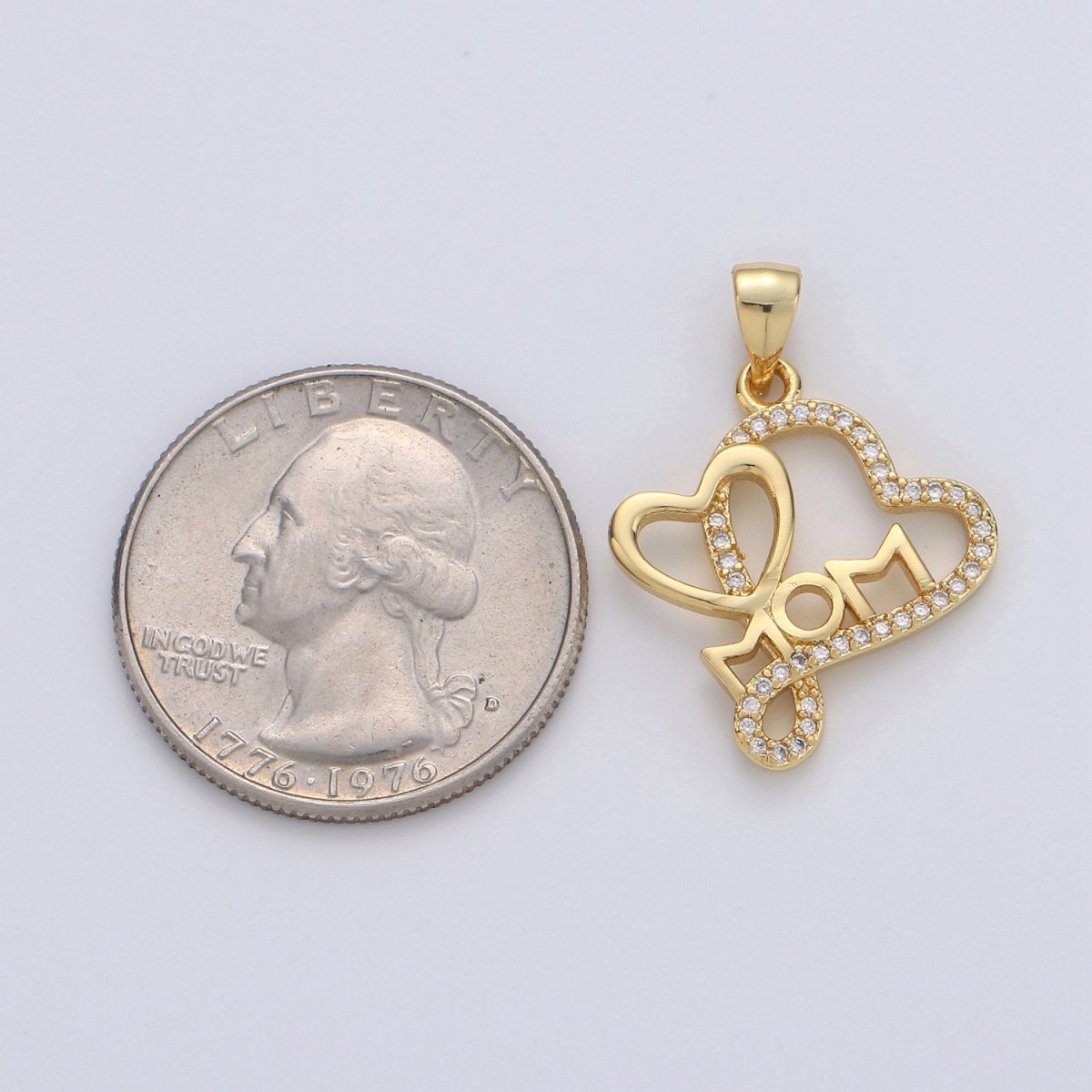 Dainty Mom Charm Pendant, Mother's Day Charms Pendants, Mom Heart, 14k Gold Filled Charm Micro Pave Mom Charm Dangle Pendant I-669 - DLUXCA
