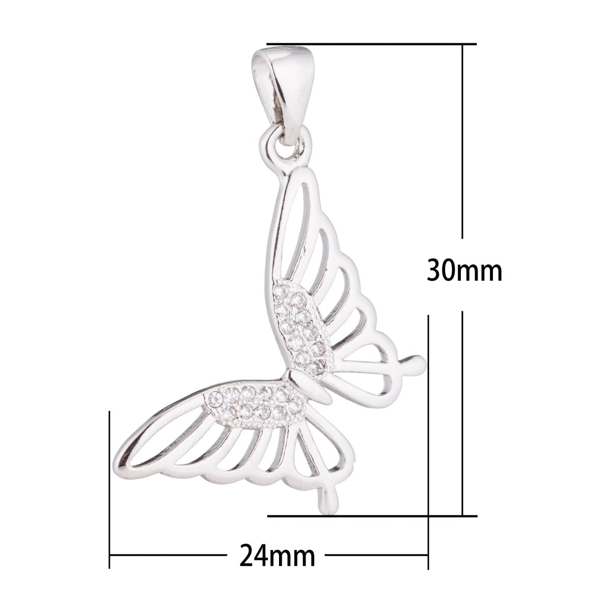 Dainty Monarch Butterfly, Spring, Animal, Insect Moth Girls Cubic Zirconia Necklace Pendant Charm Bead Bails Findings for Jewelry Making H-256 - DLUXCA