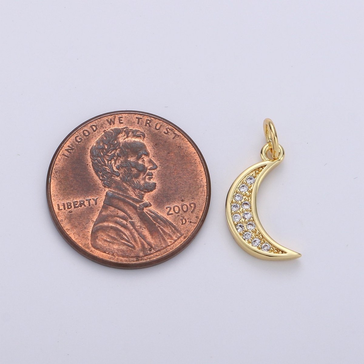 Dainty MOON charm, Micro Pave CZ Small Moon Charms, Dainty Pave Moon Charm, Dangle charms for Jewelry Supply | D-253 - DLUXCA
