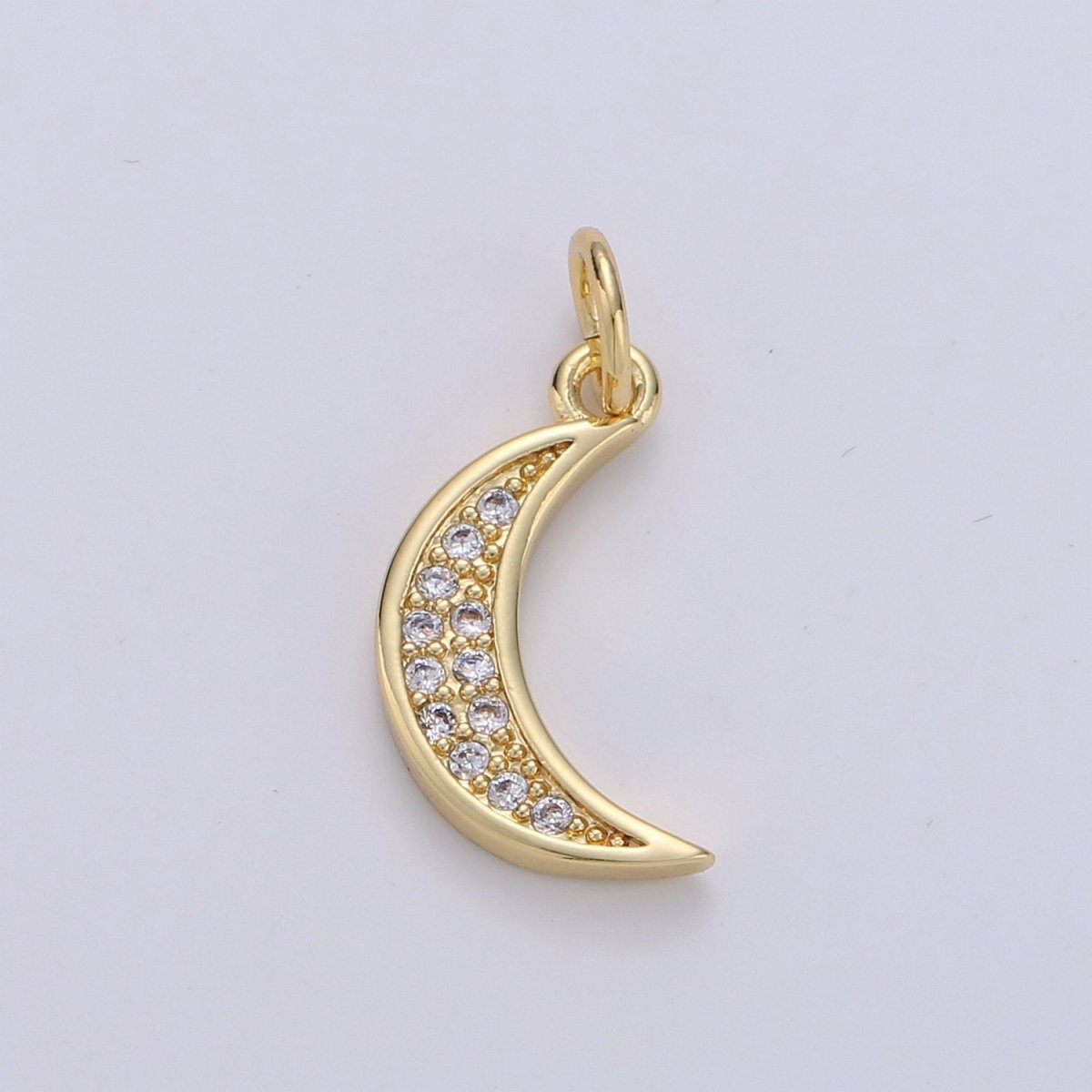 Dainty MOON charm, Micro Pave CZ Small Moon Charms, Dainty Pave Moon Charm, Dangle charms for Jewelry Supply | D-253 - DLUXCA
