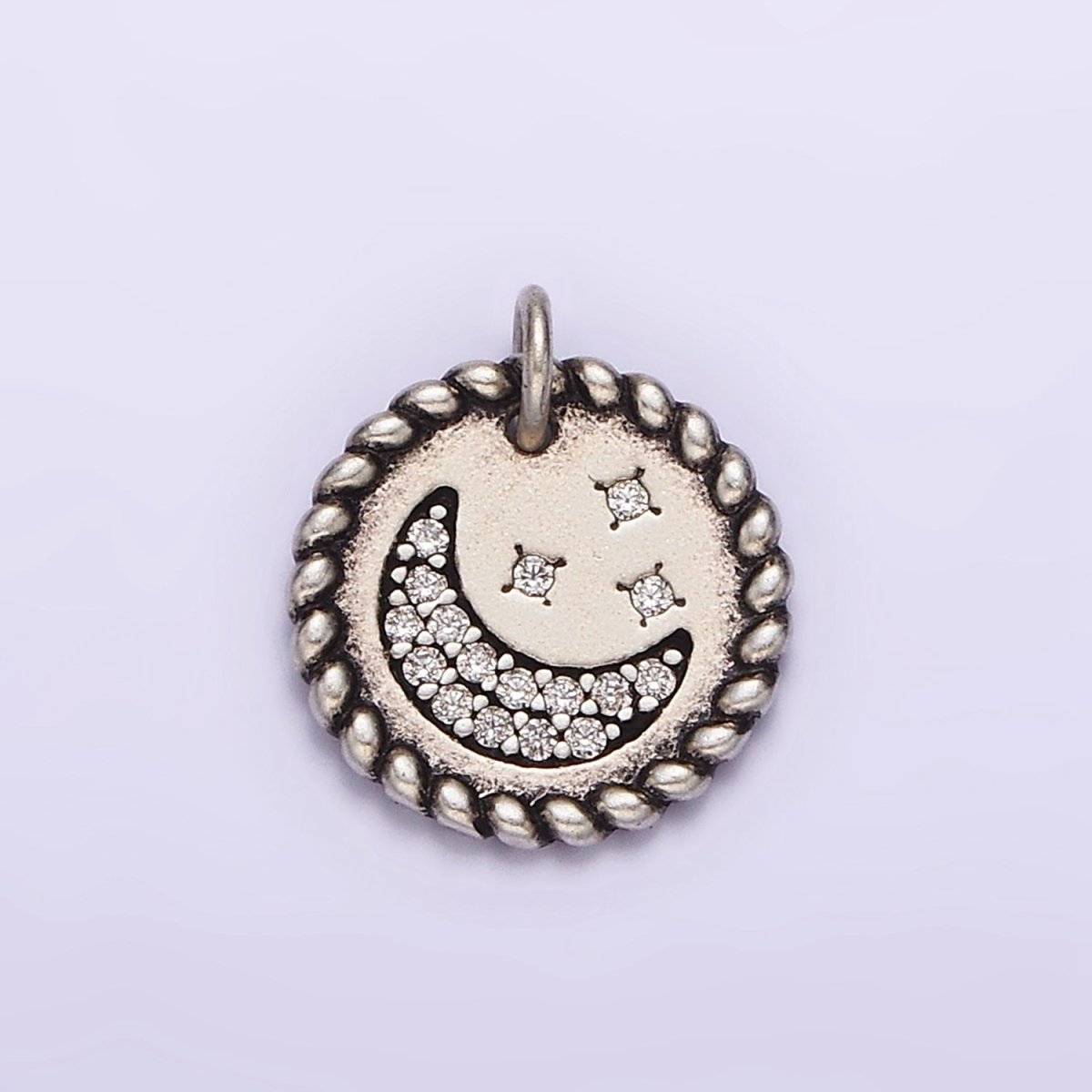 Dainty Moon Star Charm in 925 Sterling Silver Pendant Micro Pave Celestial Jewelry SL-321 - DLUXCA