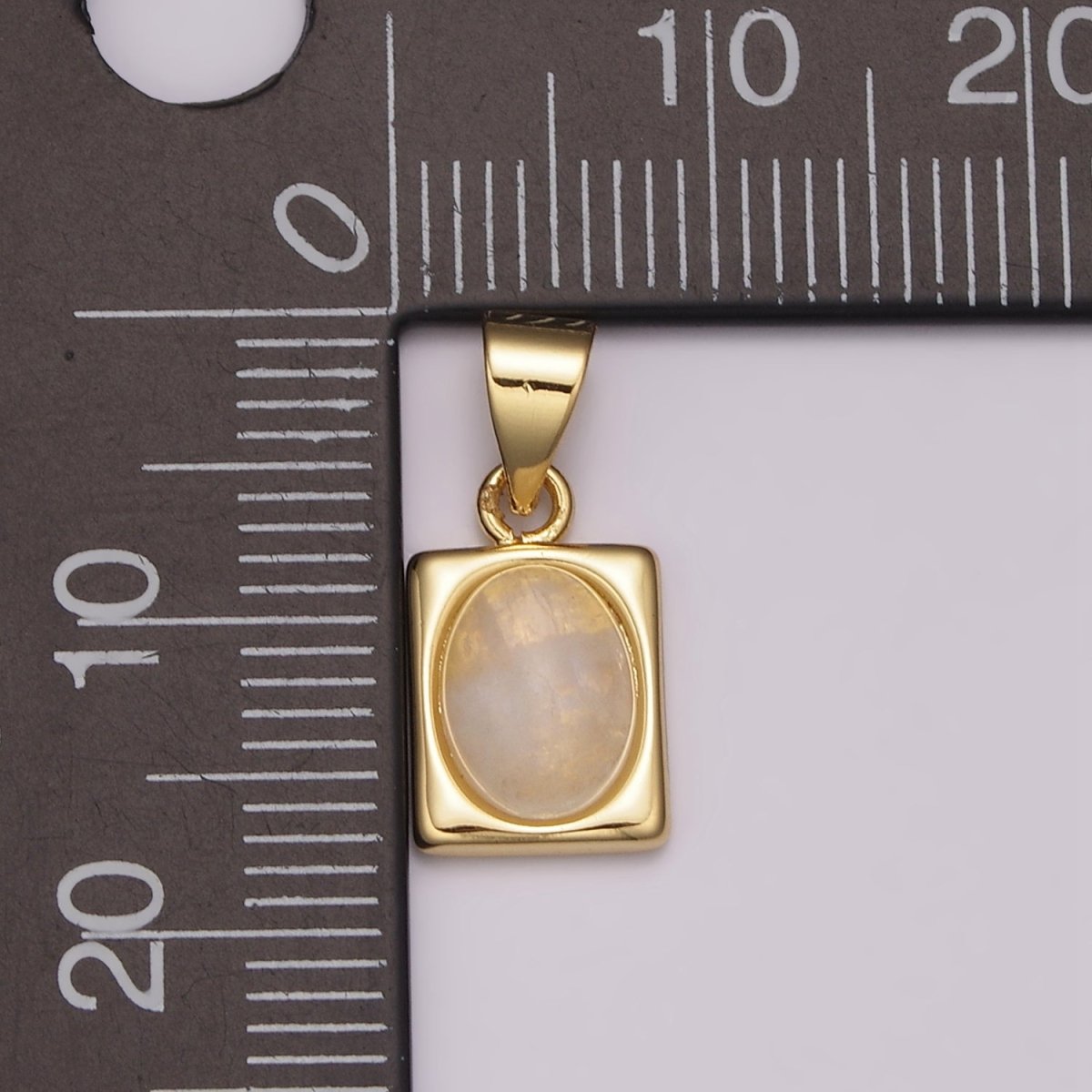 Dainty Moonstone Pendant 24k Gold Filled Square Charm for Minimalist Jewelry Making N-486 - DLUXCA