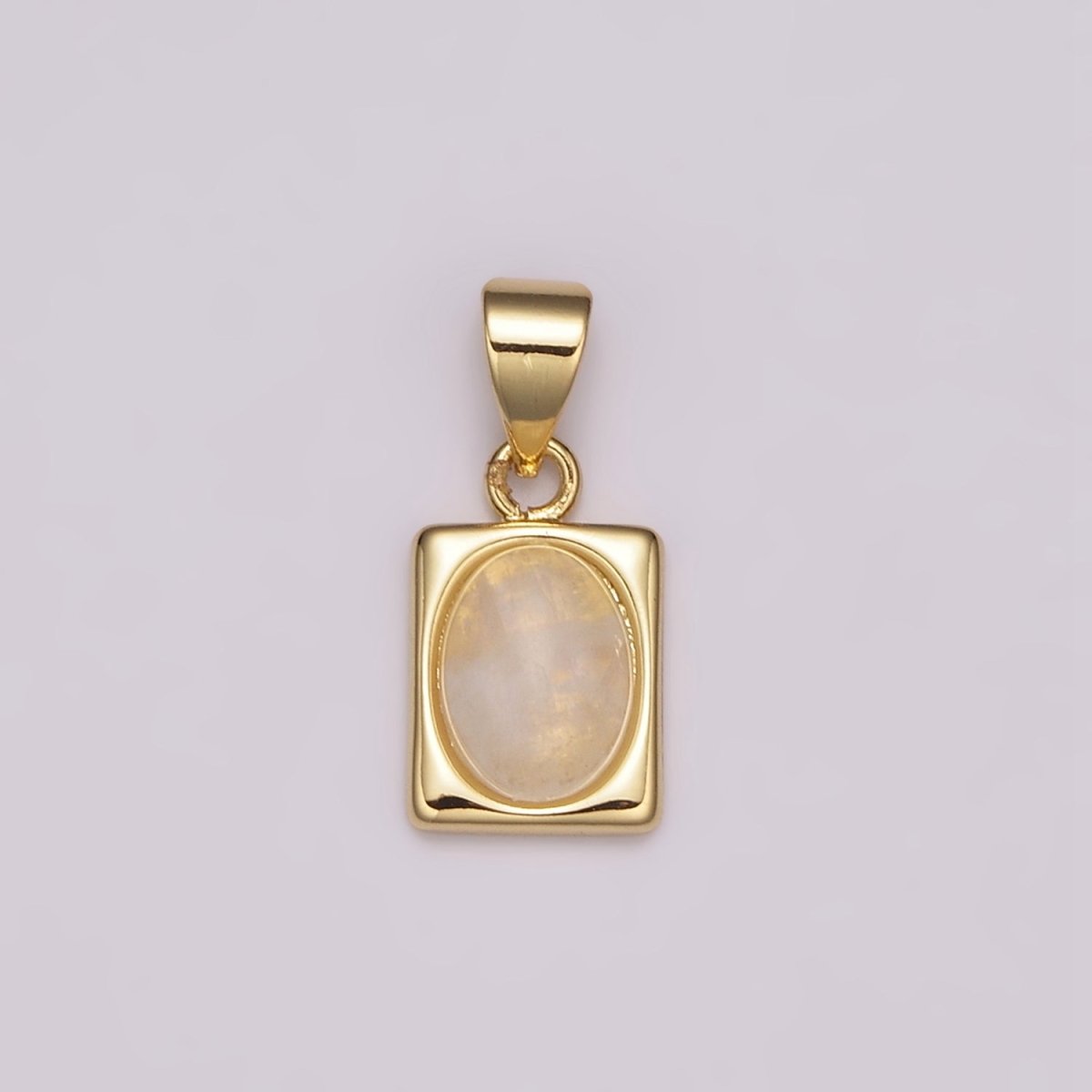 Dainty Moonstone Pendant 24k Gold Filled Square Charm for Minimalist Jewelry Making N-486 - DLUXCA
