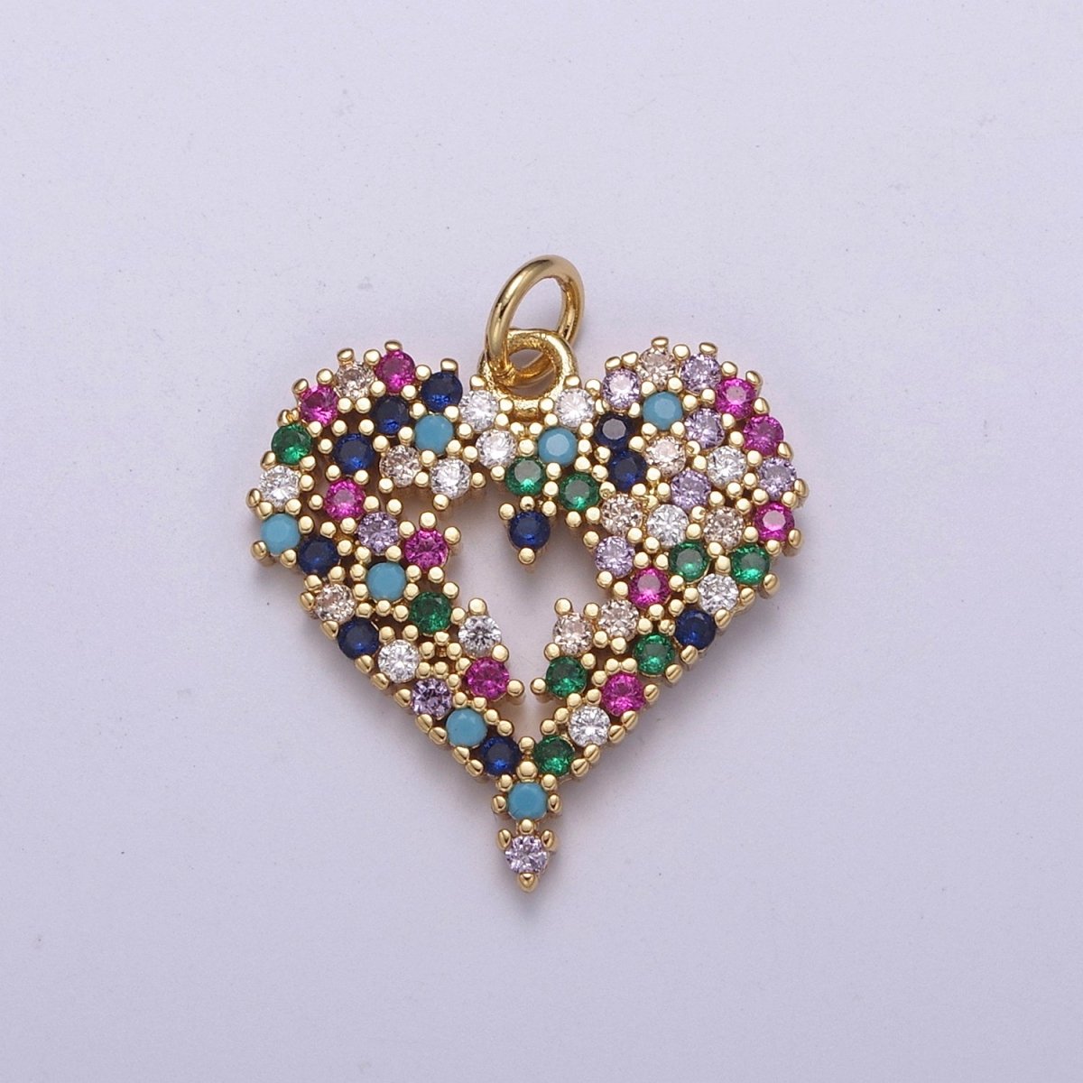 Dainty Multi Color Cz Heart Charm for Necklace Earring Bracelet Supply C-200 - DLUXCA