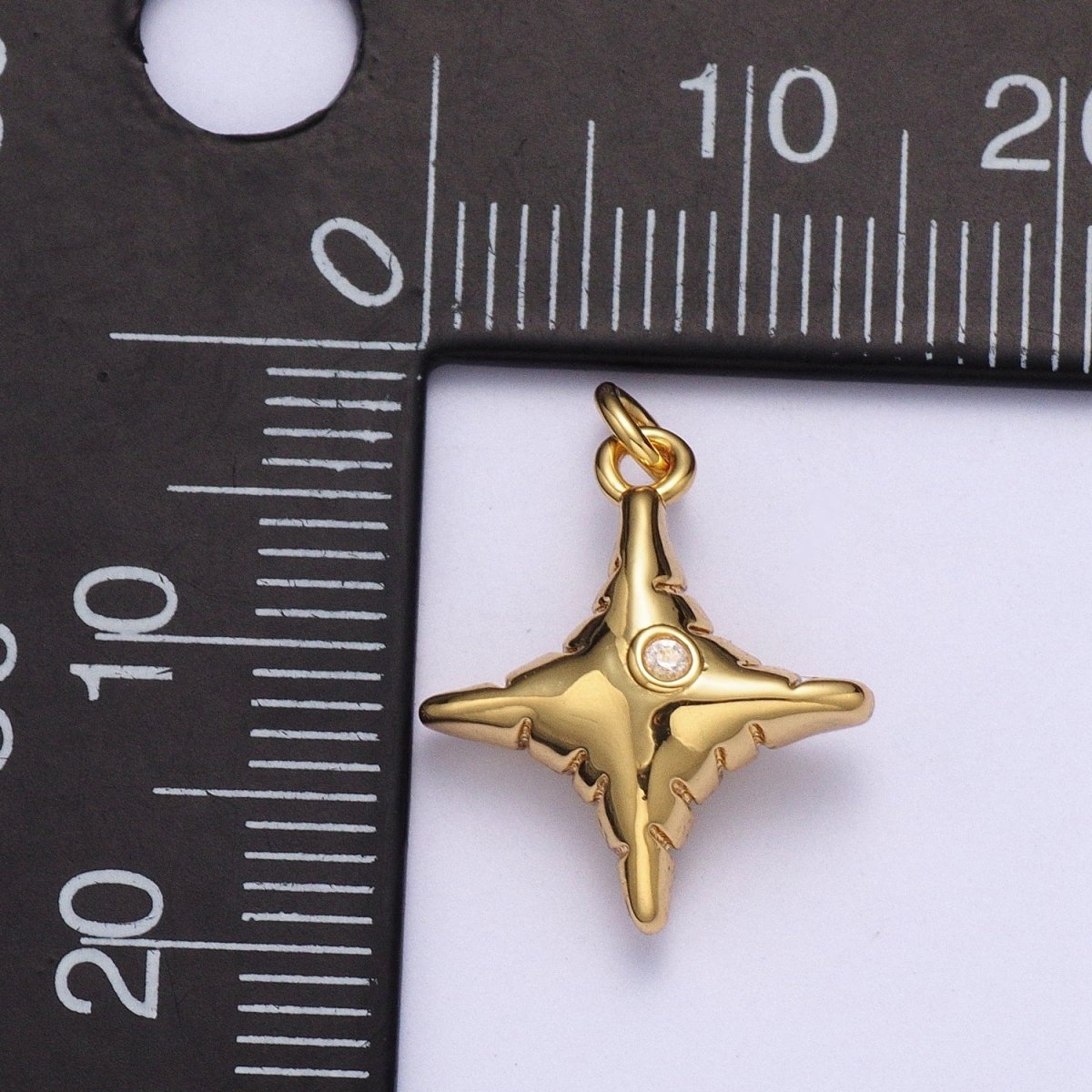 Dainty North Star Charm, Small Simple Textured Gold Stars For Earring Bracelet Necklace Jewelry Making AG-109 - DLUXCA