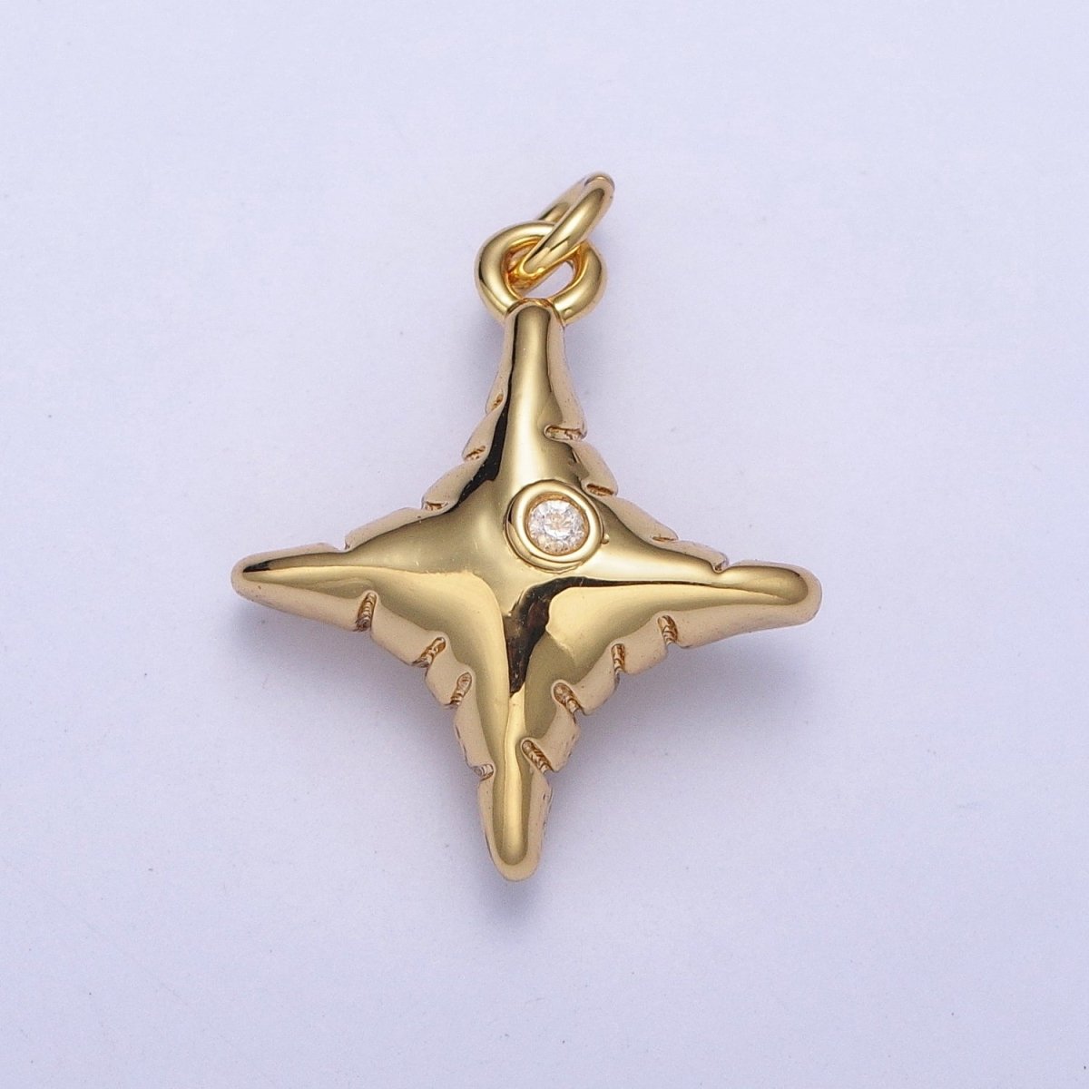 Dainty North Star Charm, Small Simple Textured Gold Stars For Earring Bracelet Necklace Jewelry Making AG-109 - DLUXCA