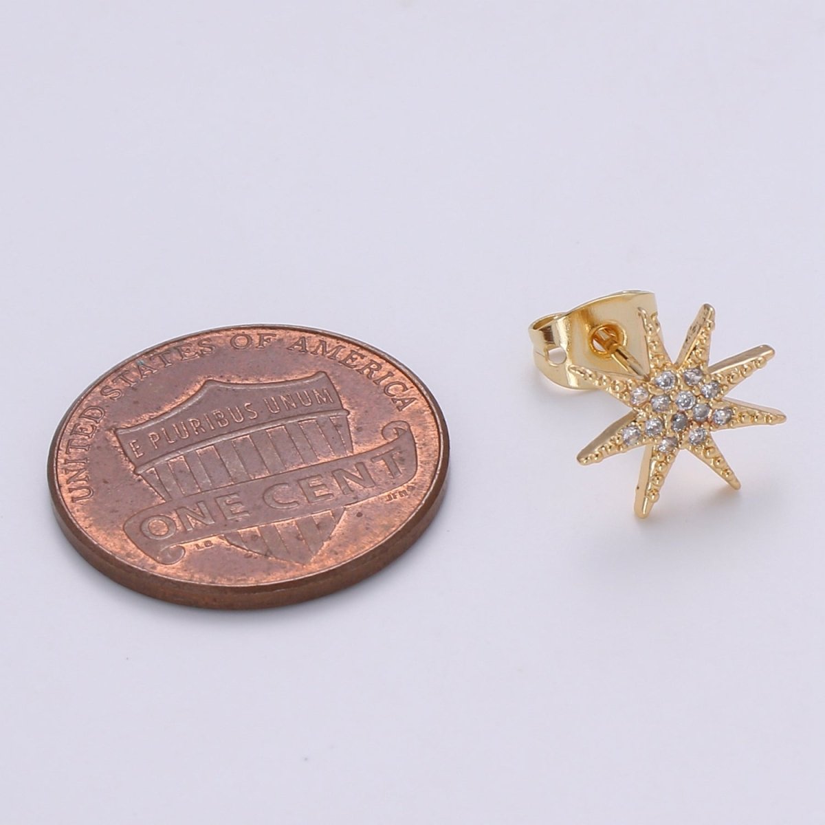 Dainty North Star Stud Earring Cubic Zirconia Celestial Inspired for Minimalist Jewelry P-151 - DLUXCA