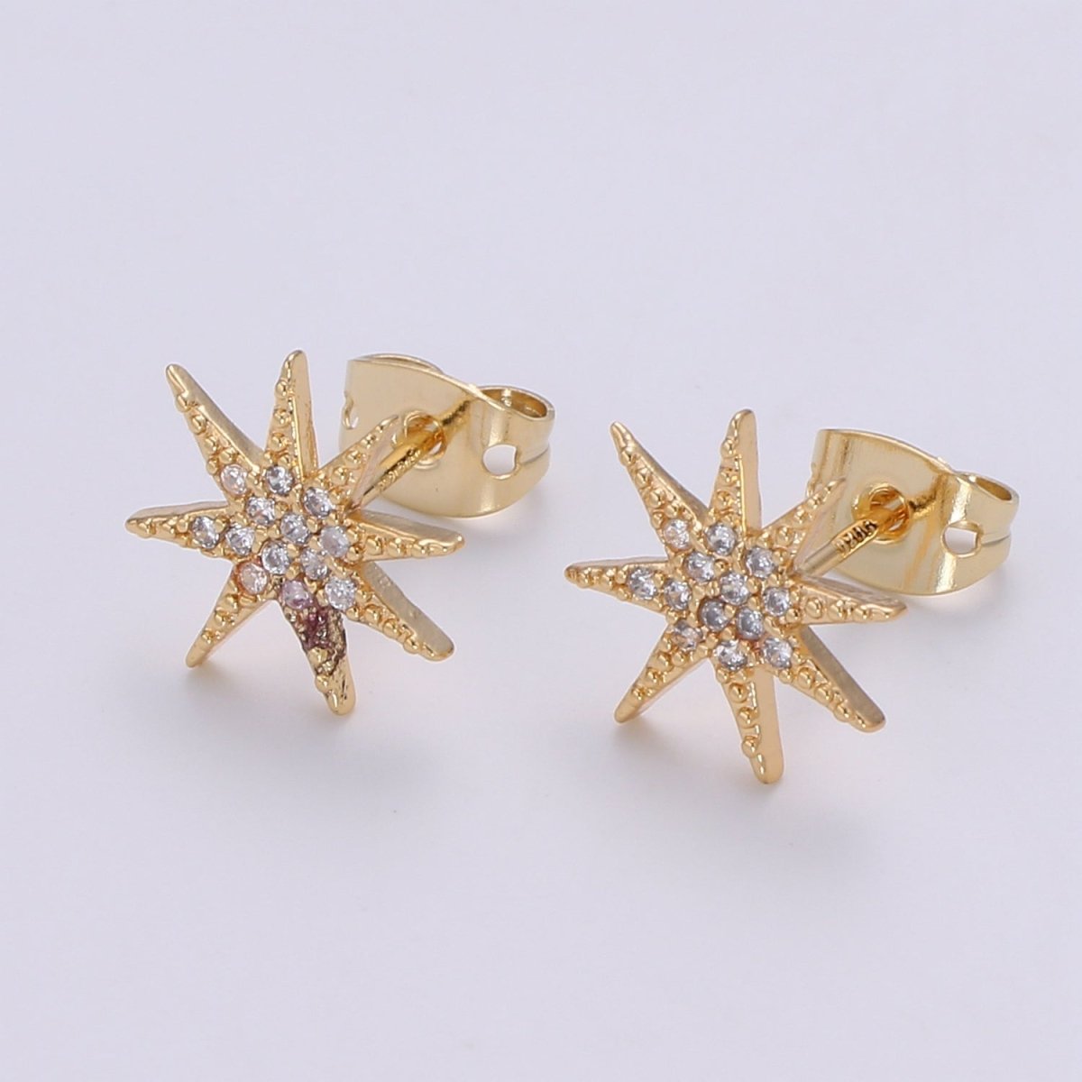 Dainty North Star Stud Earring Cubic Zirconia Celestial Inspired for Minimalist Jewelry P-151 - DLUXCA