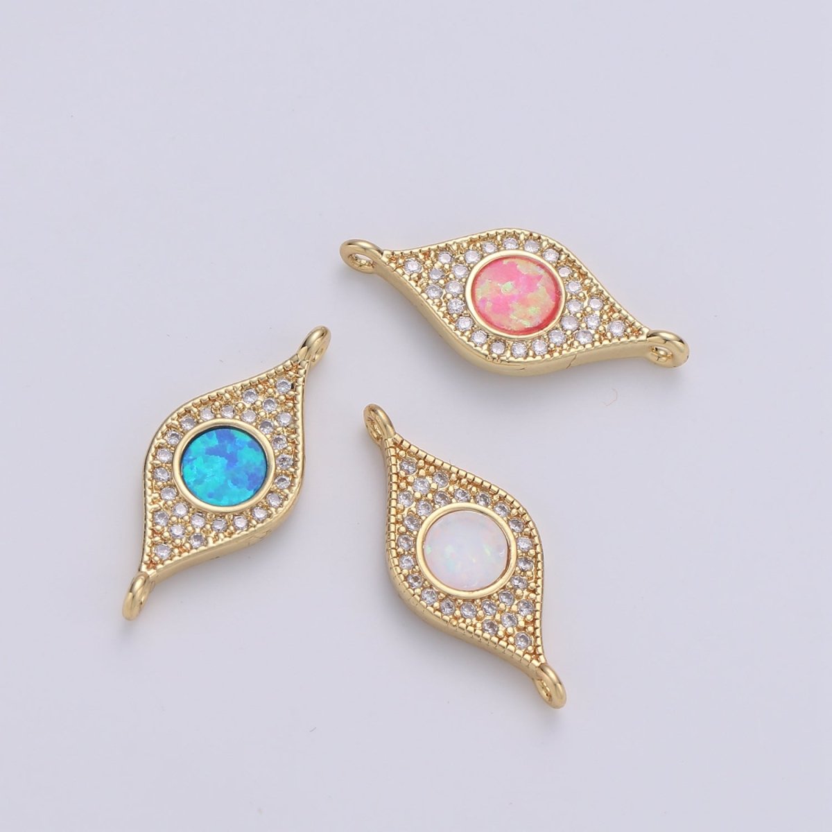 Dainty Opal Bracelet Connector Gold Evil Eye Charm 14k Gold Fill Peacock Feather Charm Connector for Bracelet Necklace Charm Component F-491 F-492 F-493 - DLUXCA