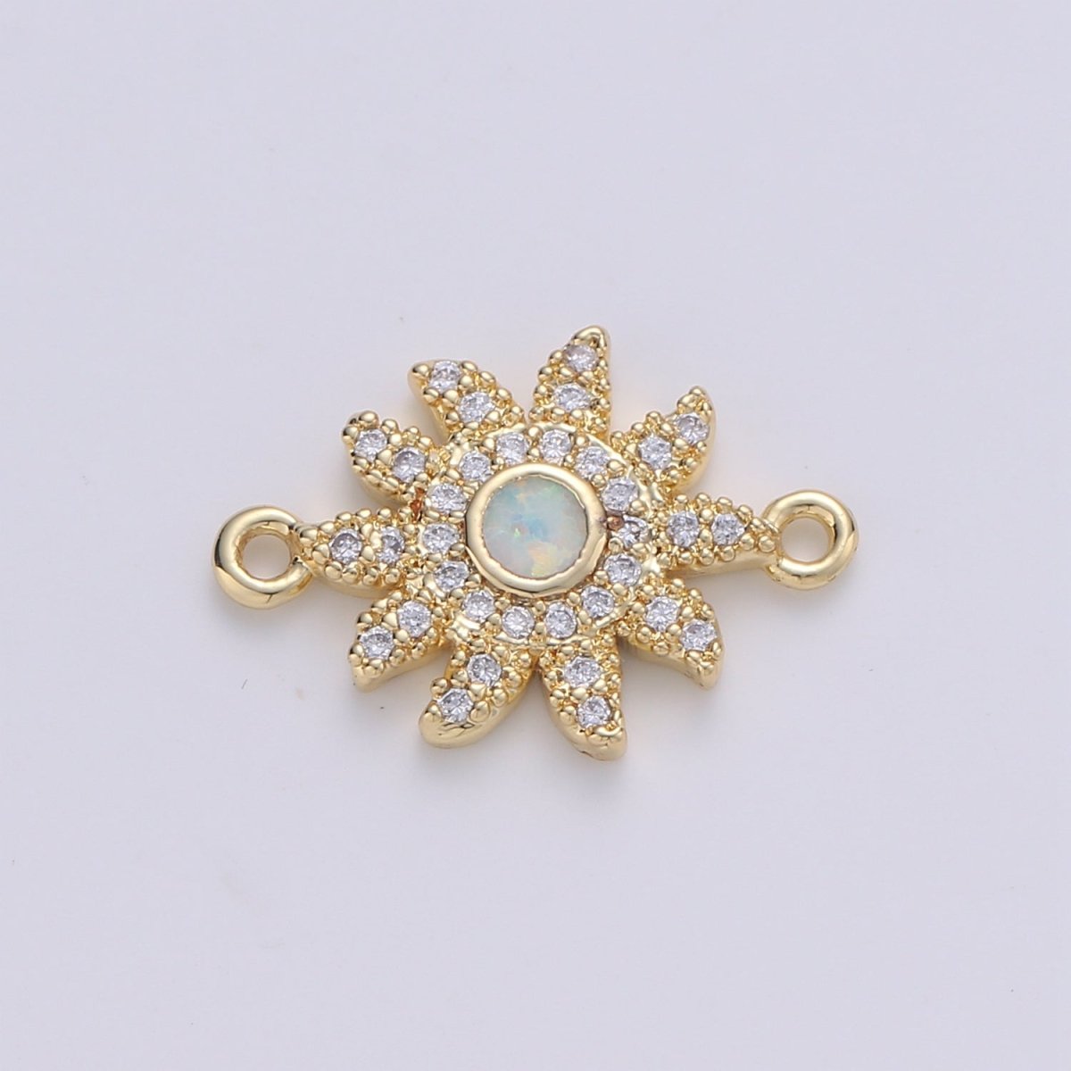 Dainty Opal Bracelet Connector Gold Sun Charm 18k Gold Fill Sunburst Charm Connector for Bracelet Necklace Earring Charm Component F-497 F-498 F-499 - DLUXCA