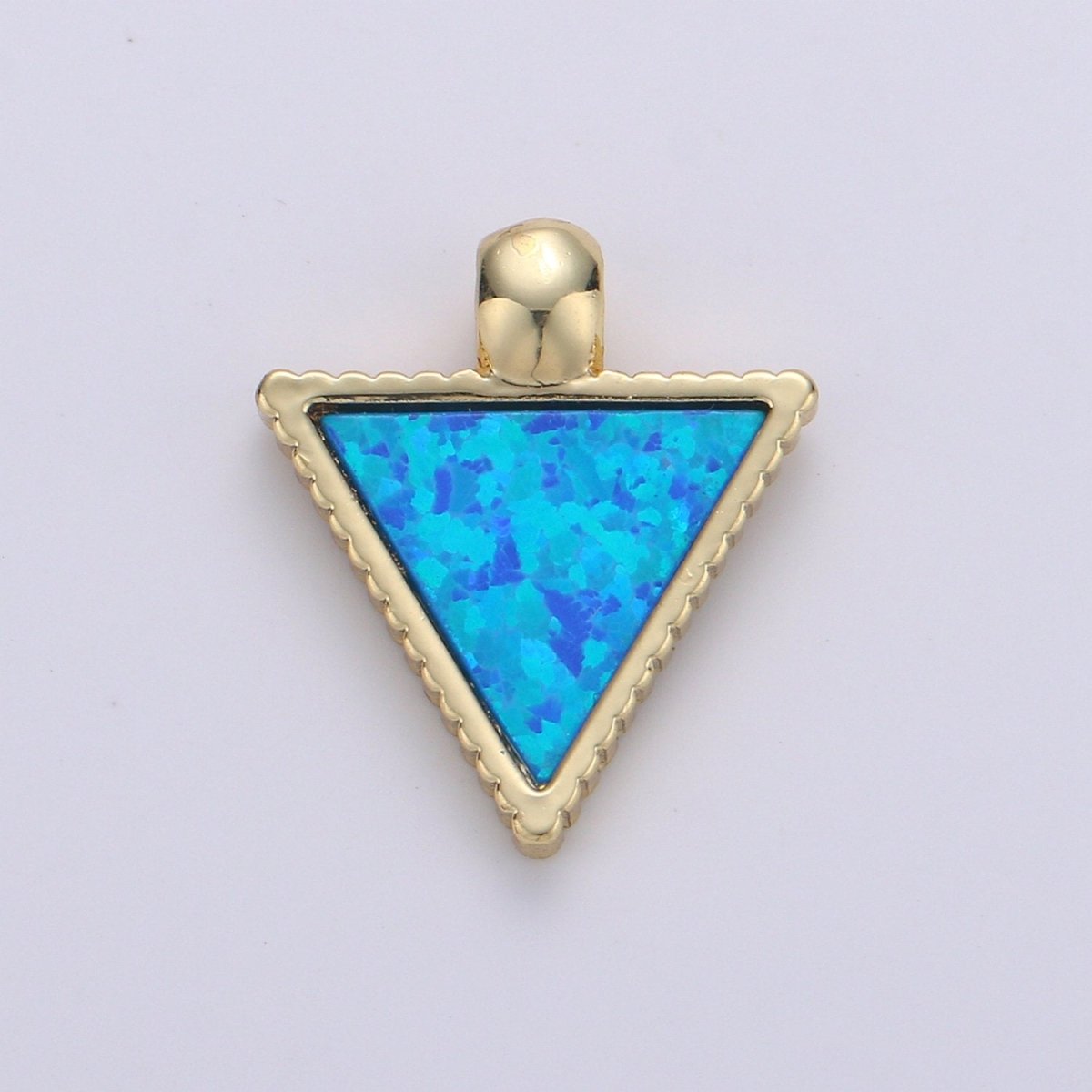 Dainty Opal Charm - 20x15mm Blue Triangle Charm 14k Gold Filled CZ Drop Charm Pendant, Cubic Geometric Charm for Minimalist jewelry I-367~I-370 - DLUXCA
