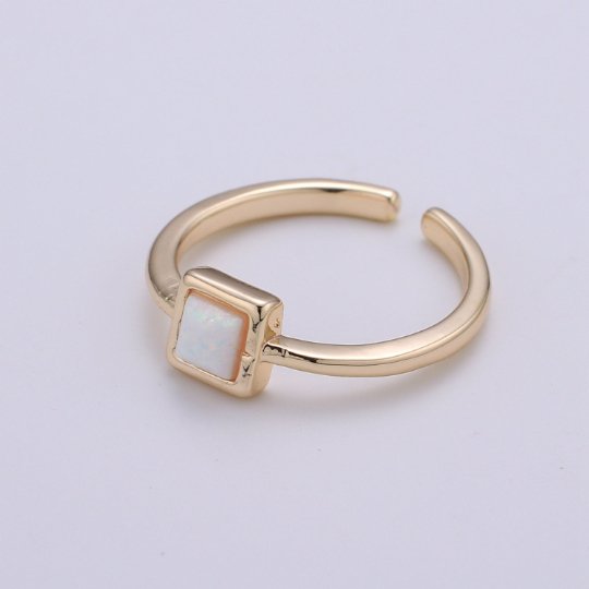 Dainty Opal ring- cocktail gemstone ring - Gold ring - Thin Gold Open ring - Adjustable Gold band ring for Stackable Jewelry R-278 - DLUXCA