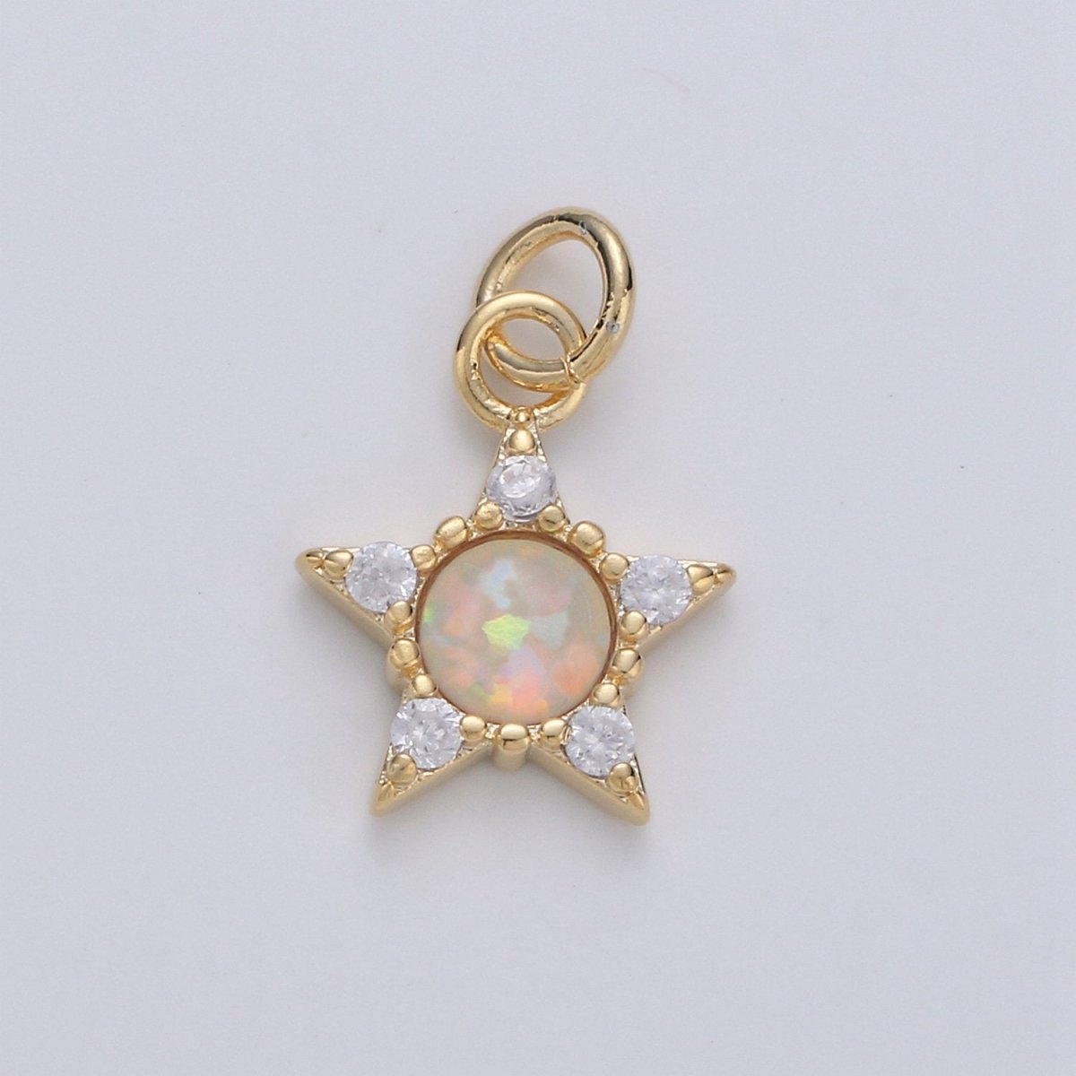 Dainty Opal star Charm - 10x15mm Blue star Stone Charm 14k Gold Filled CZ Drop Charm Pendant, Cubic celestial Charm D-175 D-176 - DLUXCA