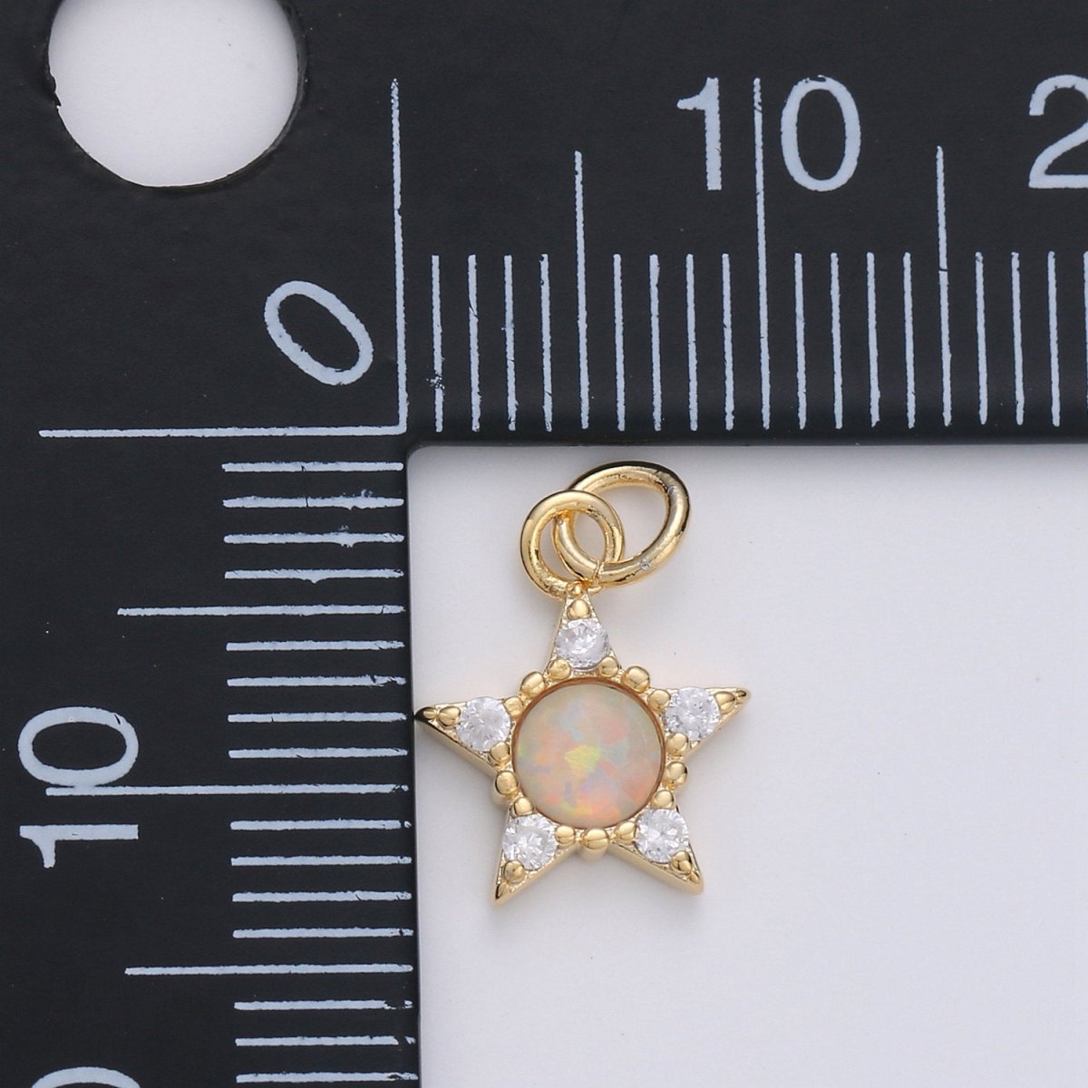 Dainty Opal star Charm - 10x15mm Blue star Stone Charm 14k Gold Filled CZ Drop Charm Pendant, Cubic celestial Charm D-175 D-176 - DLUXCA