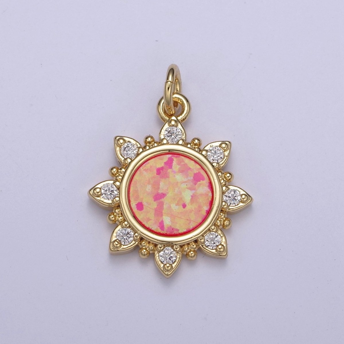 Dainty Opal Sun Charm Clear Pink Blue Opal Celestial Jewelry Inspired N-668 - N-670 - DLUXCA