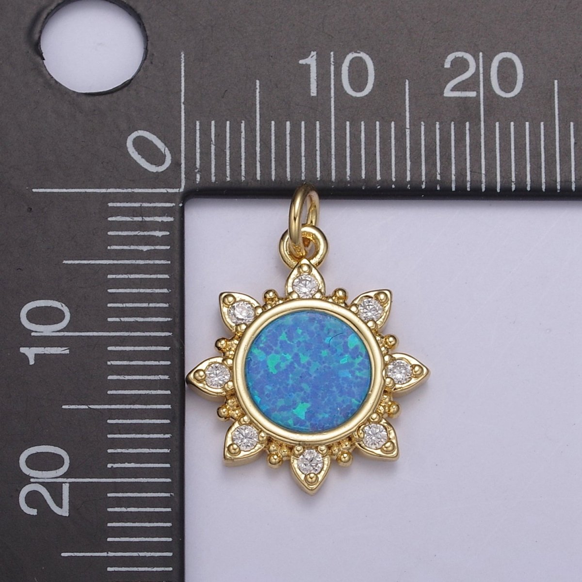 Dainty Opal Sun Charm Clear Pink Blue Opal Celestial Jewelry Inspired N-668 - N-670 - DLUXCA